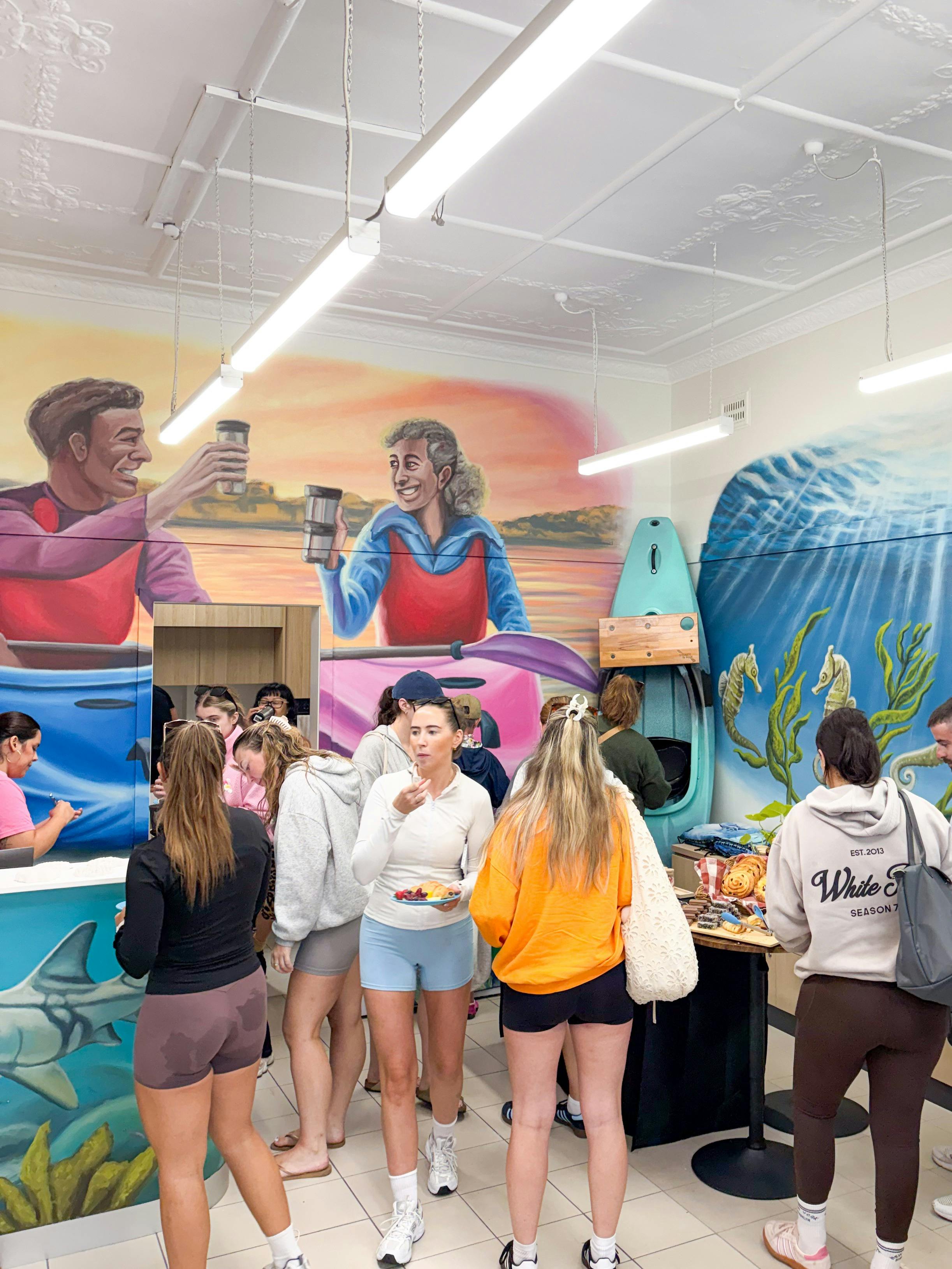 Guests tuck into their post-tour breakfast and second round of coffees to chat about the experience.