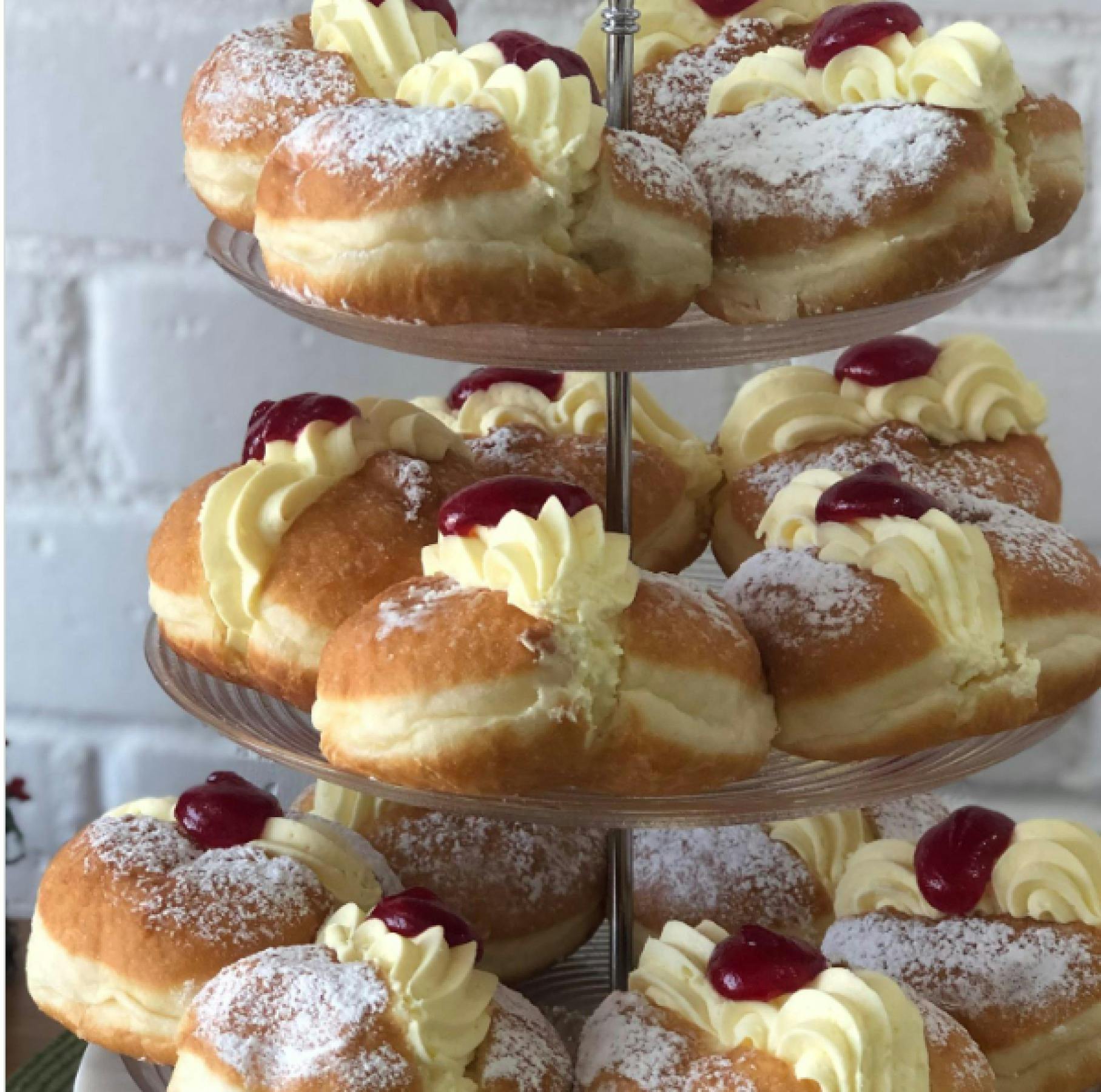 Stacked Cream and Jam Donuts