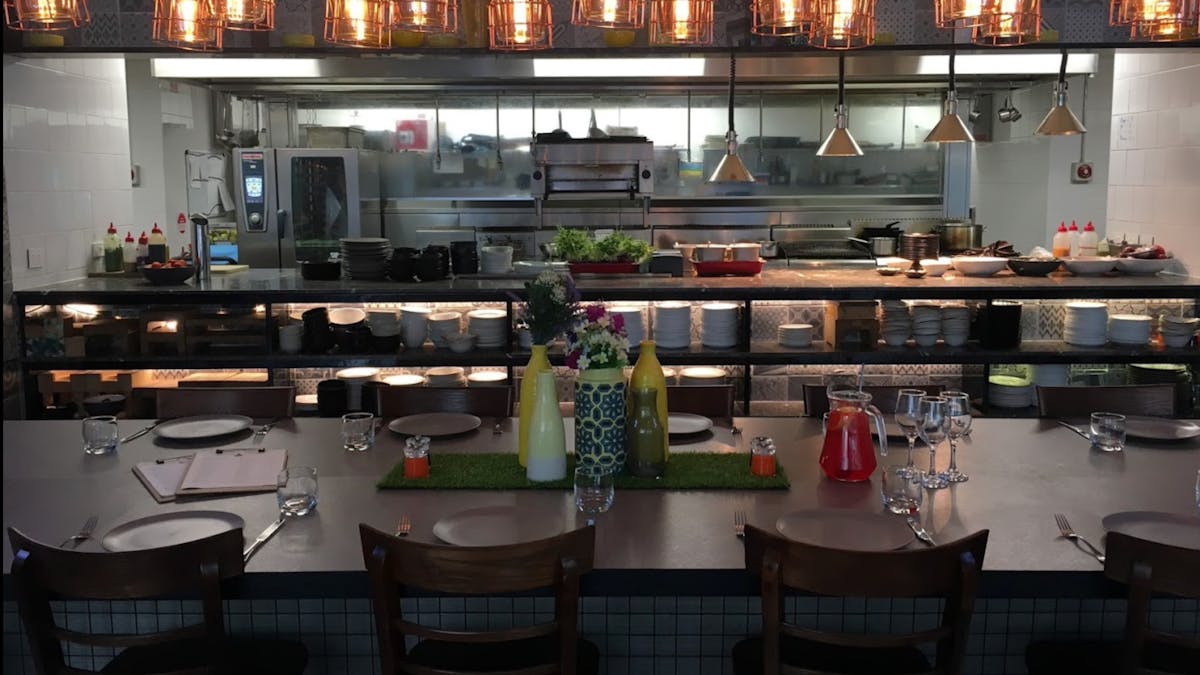 black fire open kitchen