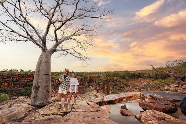 Mount Hart Wilderness Lodge located on the Gibb river road in the Kimberley Couple next to boab tree