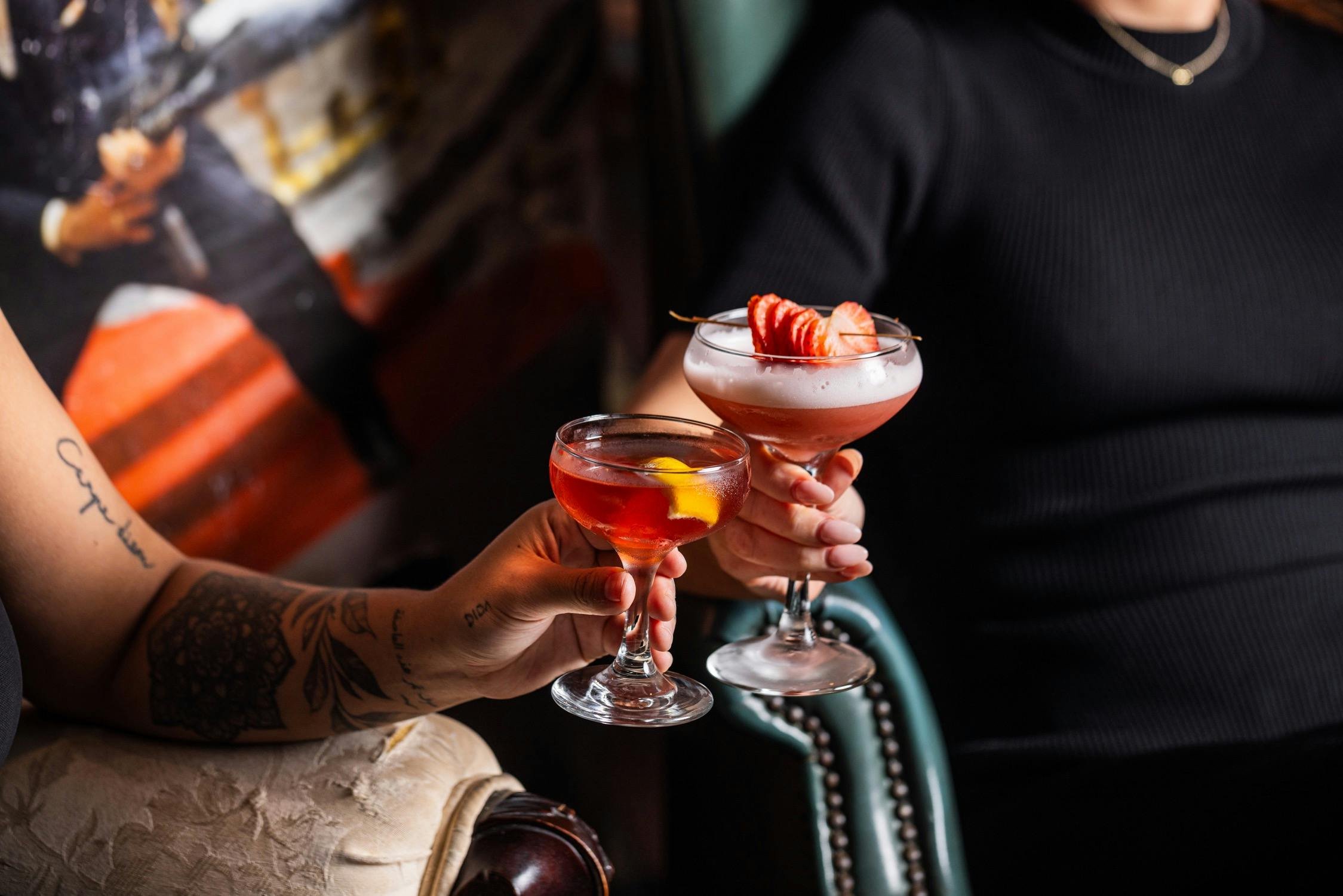 Cocktails in the lounge at The Treehouse Hotel in North Sydney