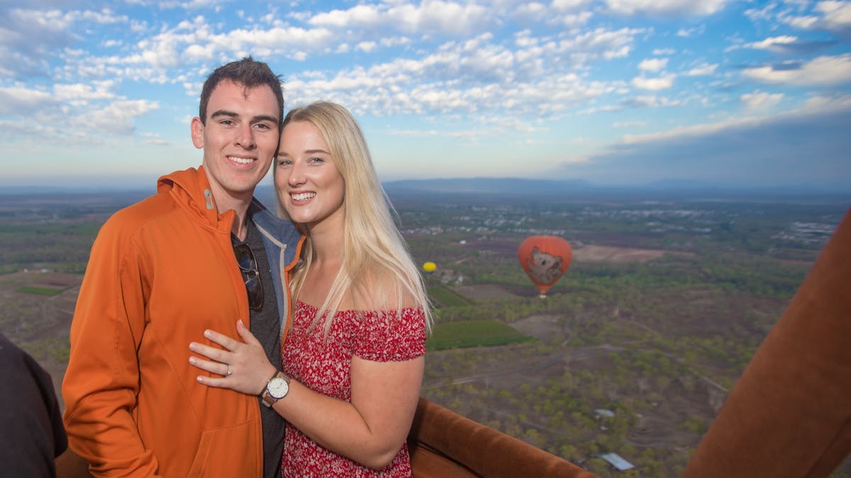 Hot Air Balloon Cairns - Couple on flight