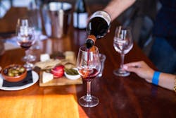 Pouring a red during a wine tasting at Philip Shaw Wines.