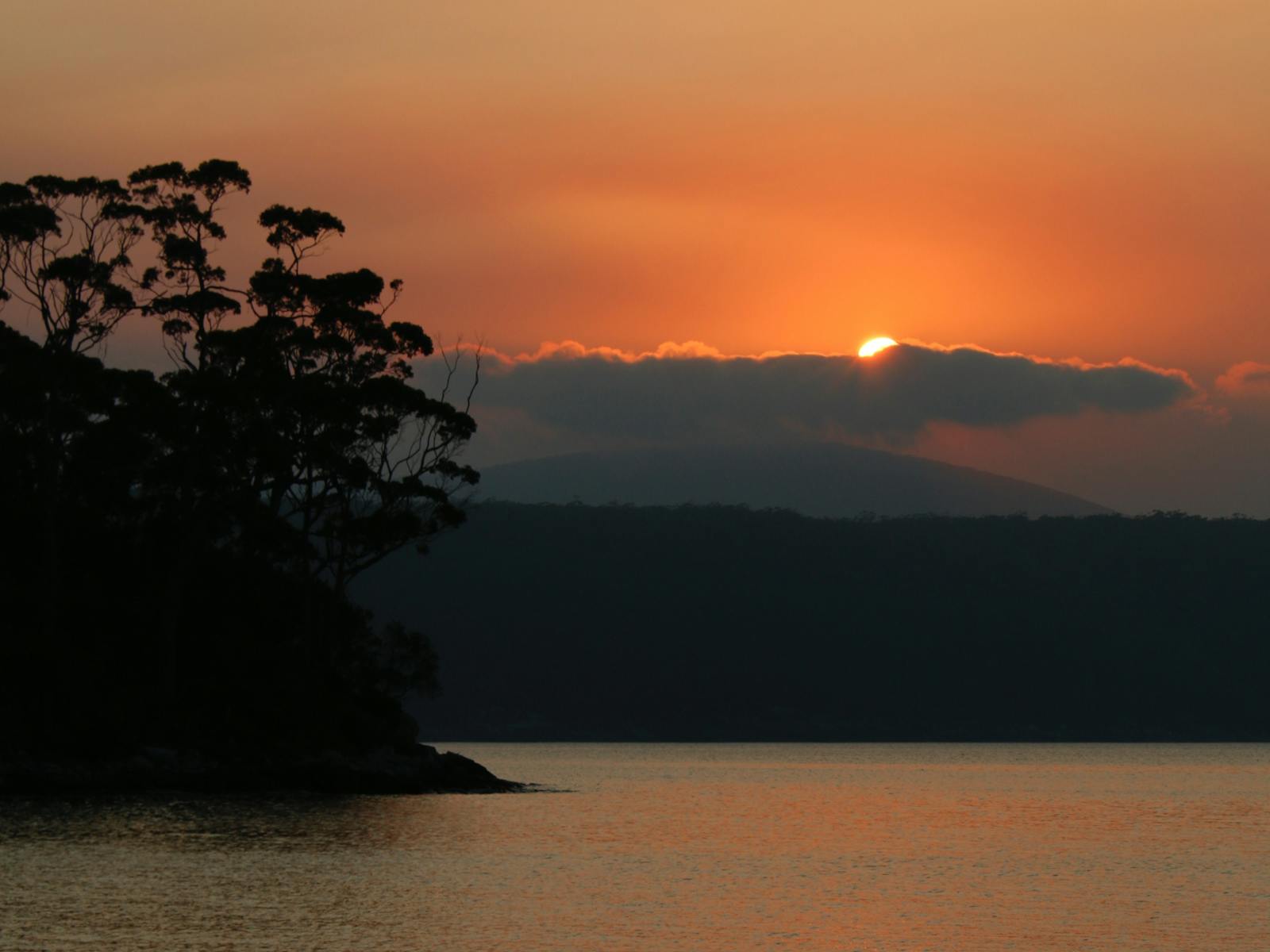 Gorgeous Sunset at anchor from deck of Lady Nelson on the south Eastern coast of Tasmania