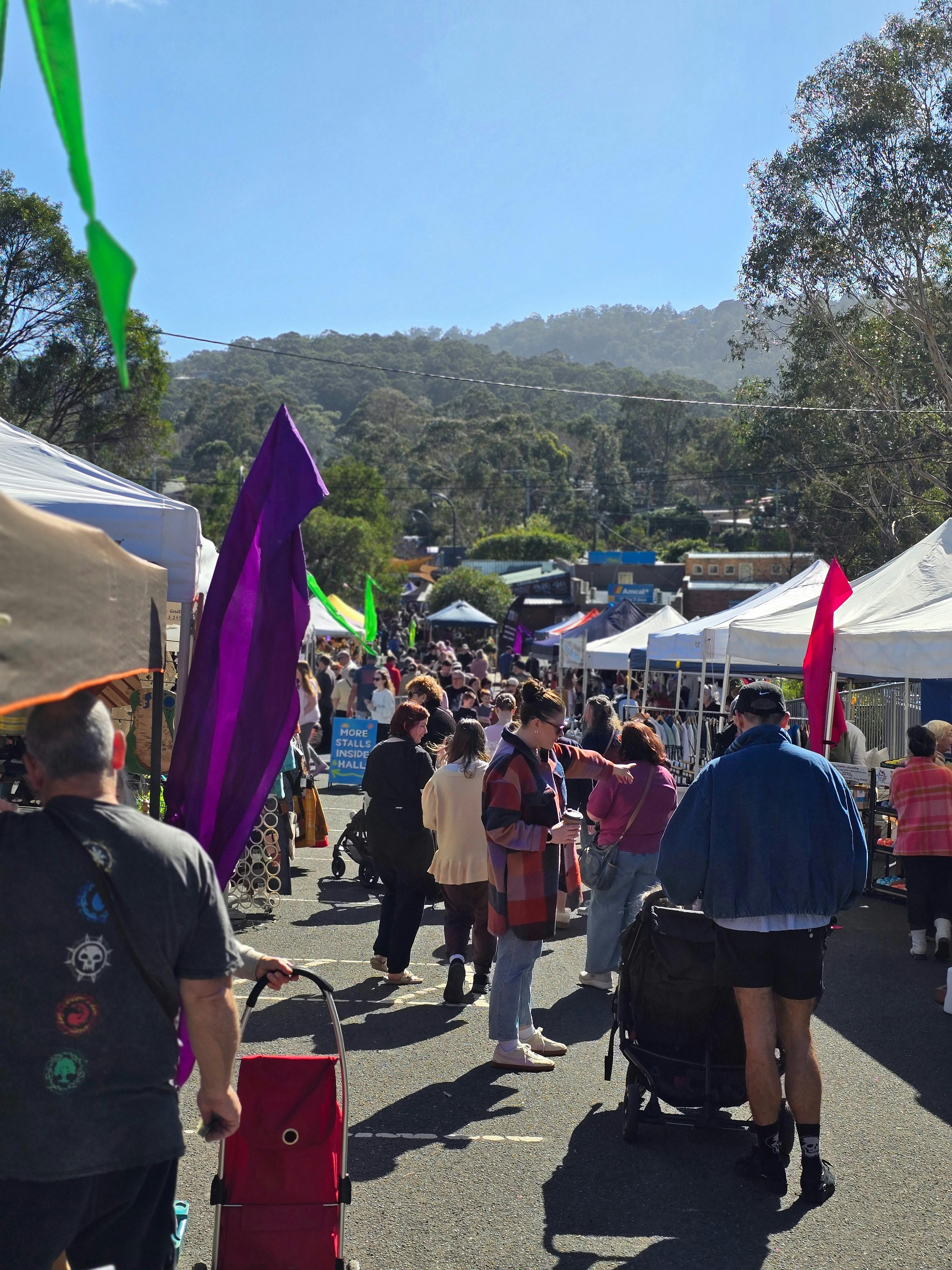 Market overlooking the leafy DandenongRanges