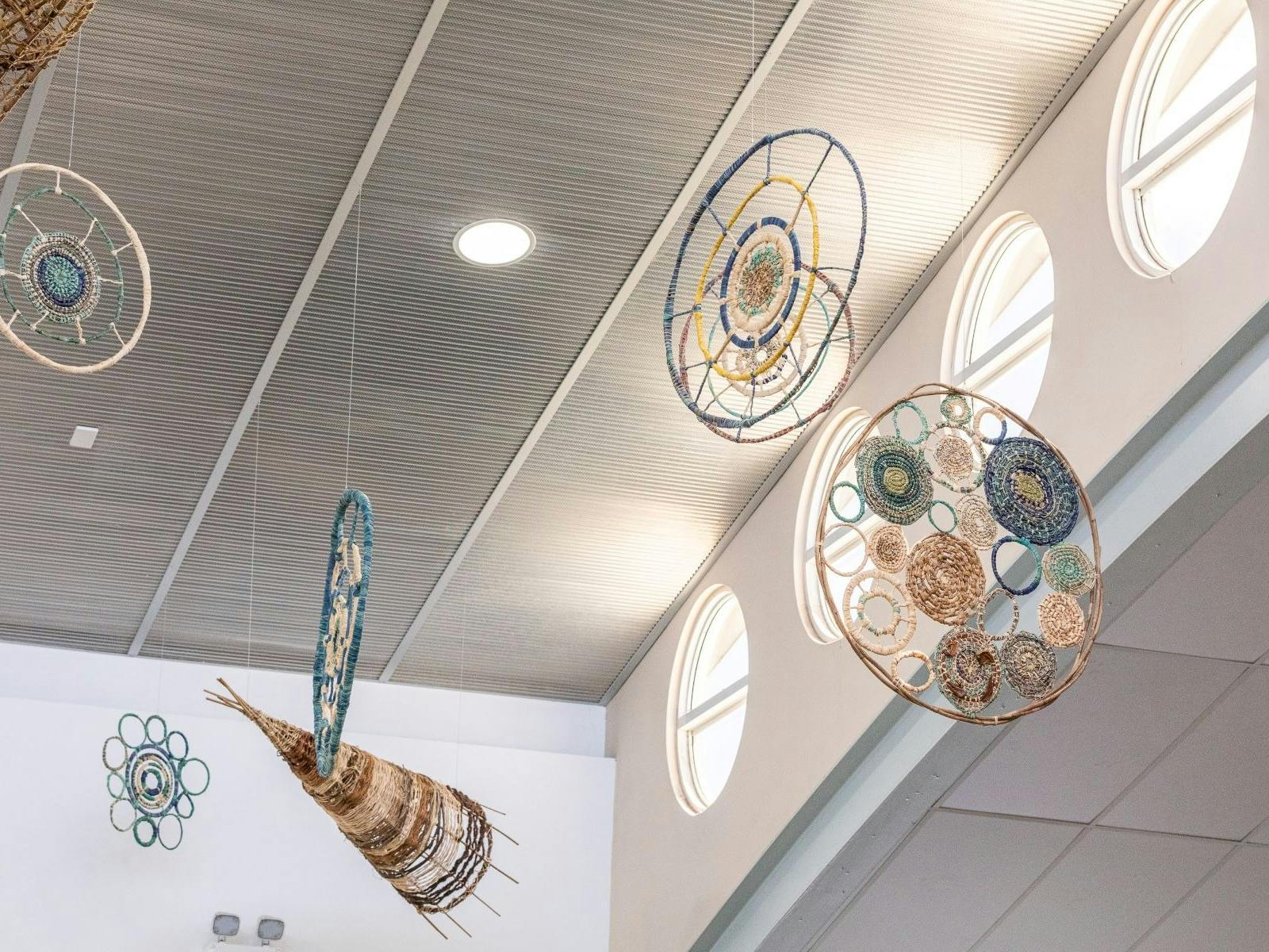 Weaving Sculptures in Arrivals Lounge Ballina Byron Gateway Airport