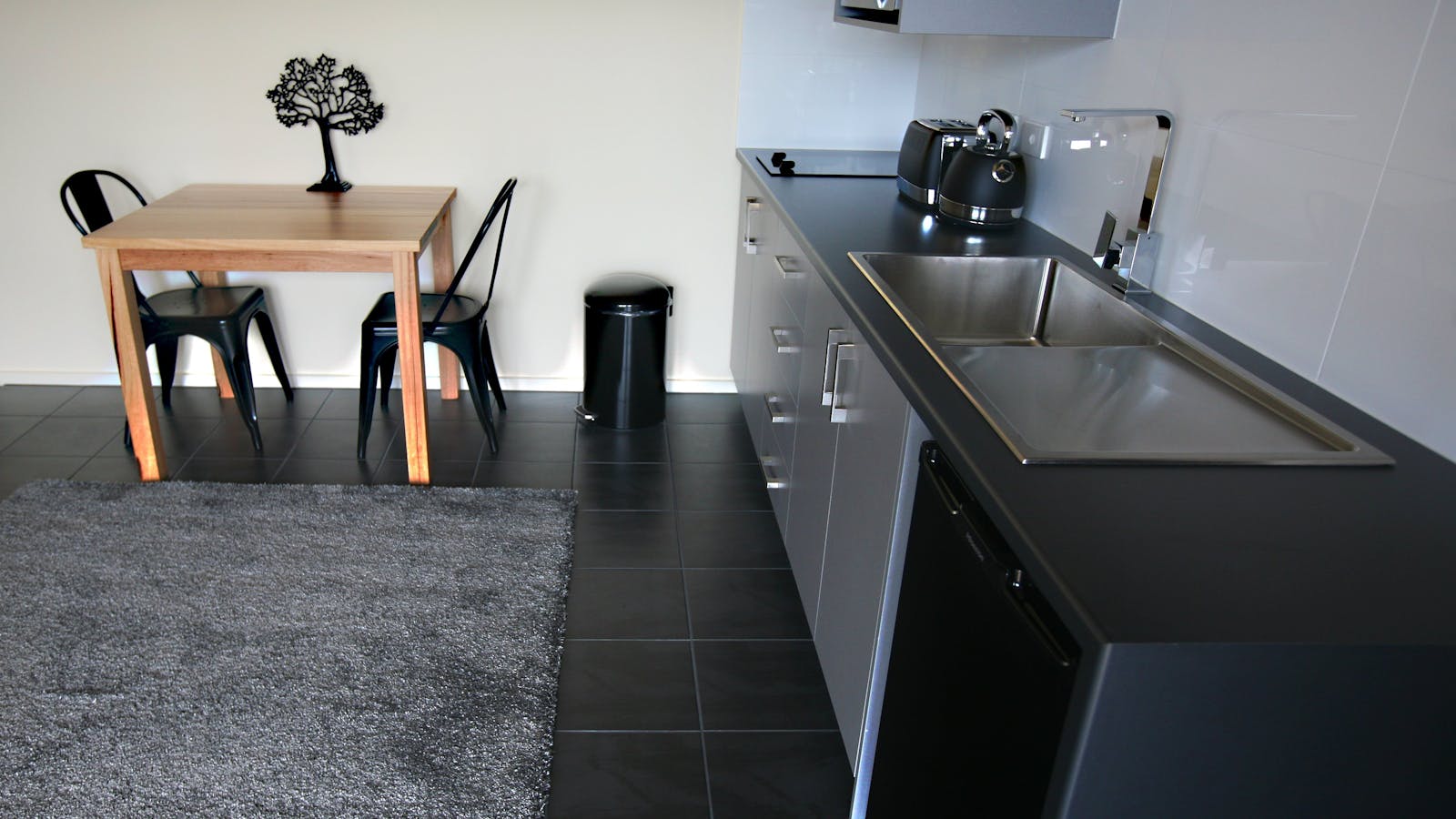 Lower deck kitchen and dining area