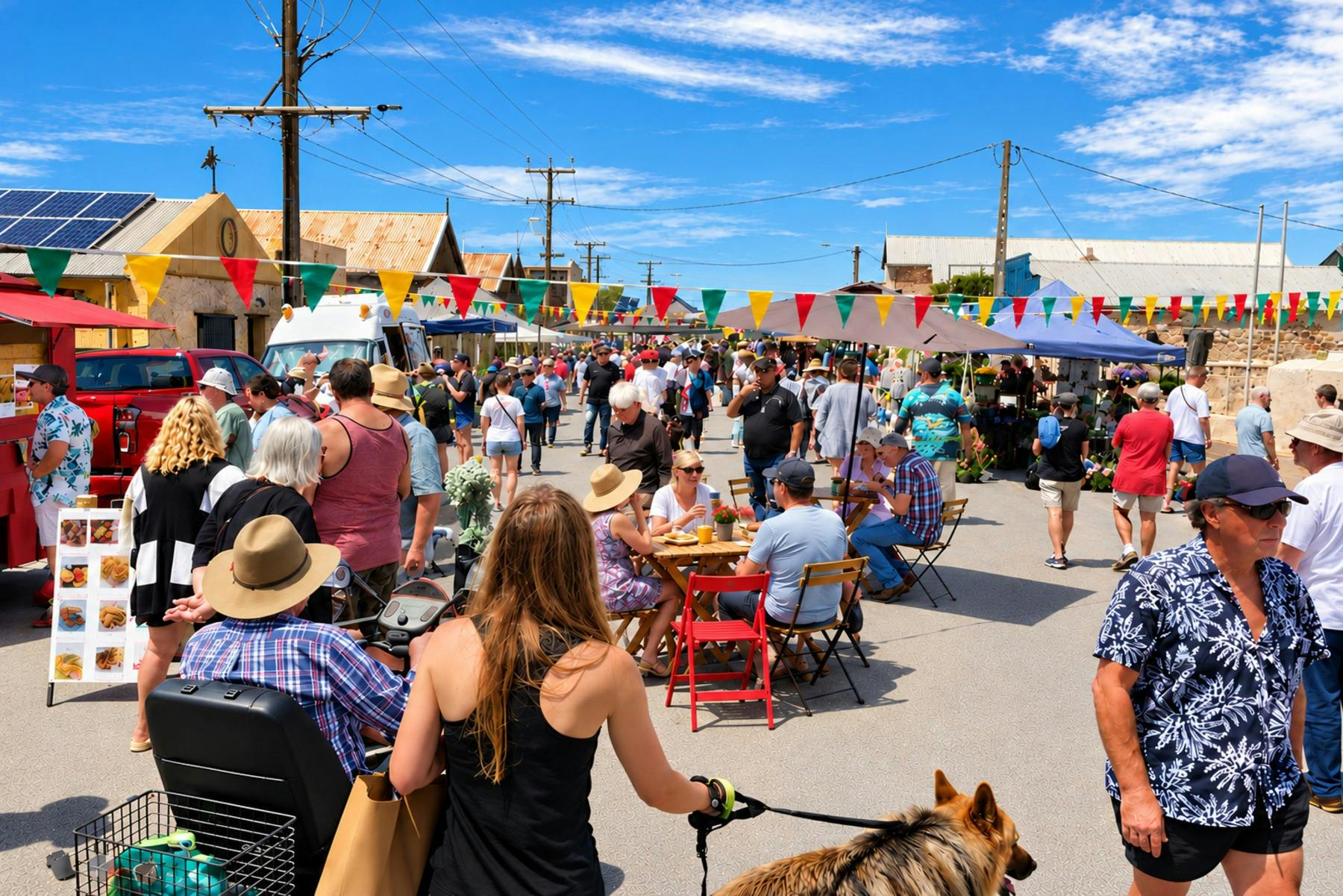 People browse stalls and gather in Edithburgh during Day at the Burgh.
