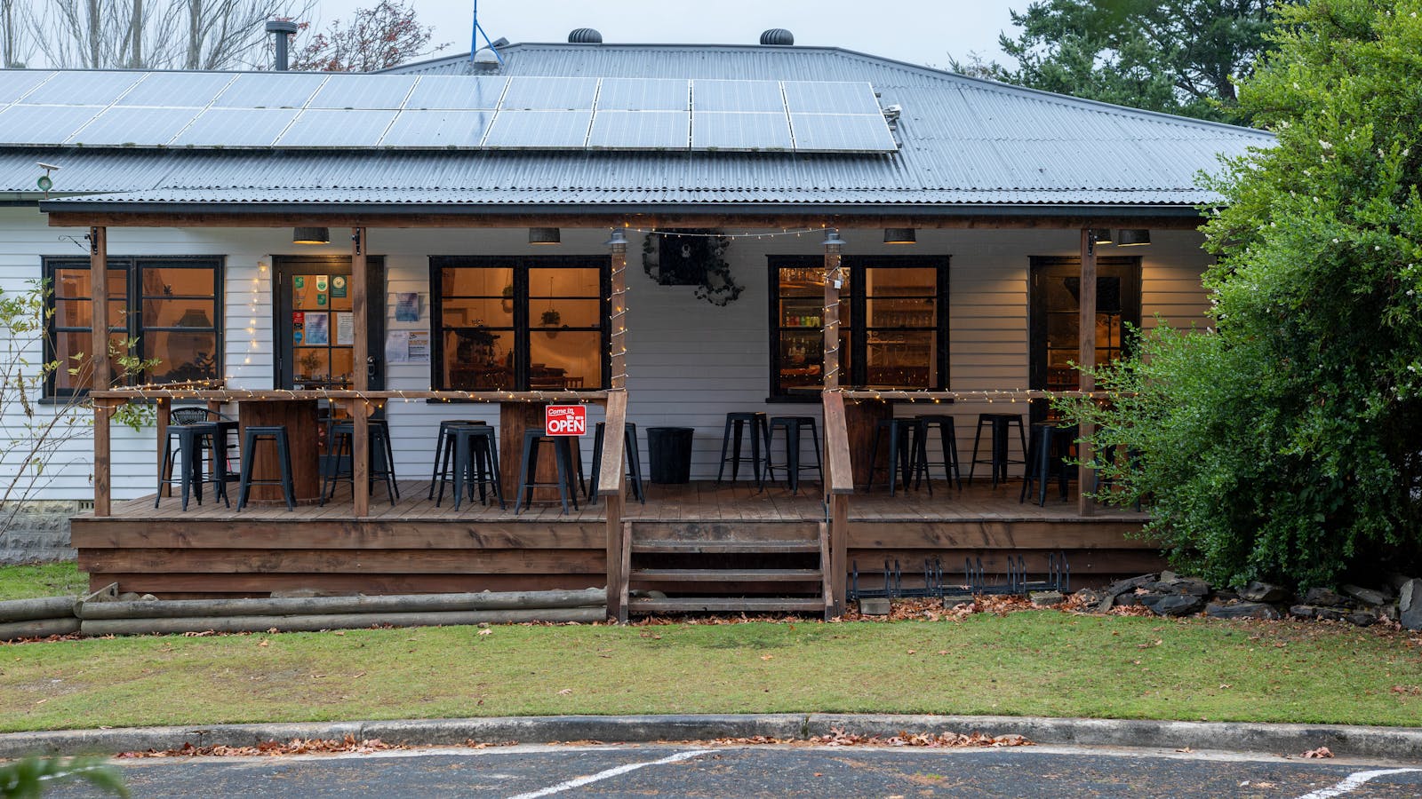 Experience the charm of Maydena Eats with outdoor seating, perfect for a relaxing meal in nature.