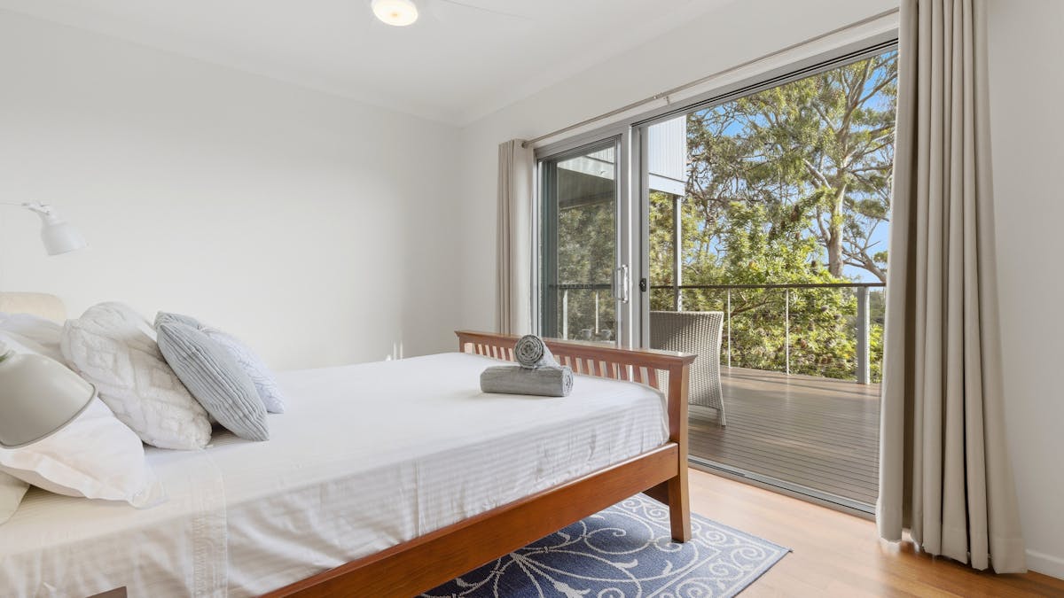 Private Bedroom Retreat upstairs with direct deck access, Sunset Views  and into ensuite/bathroom