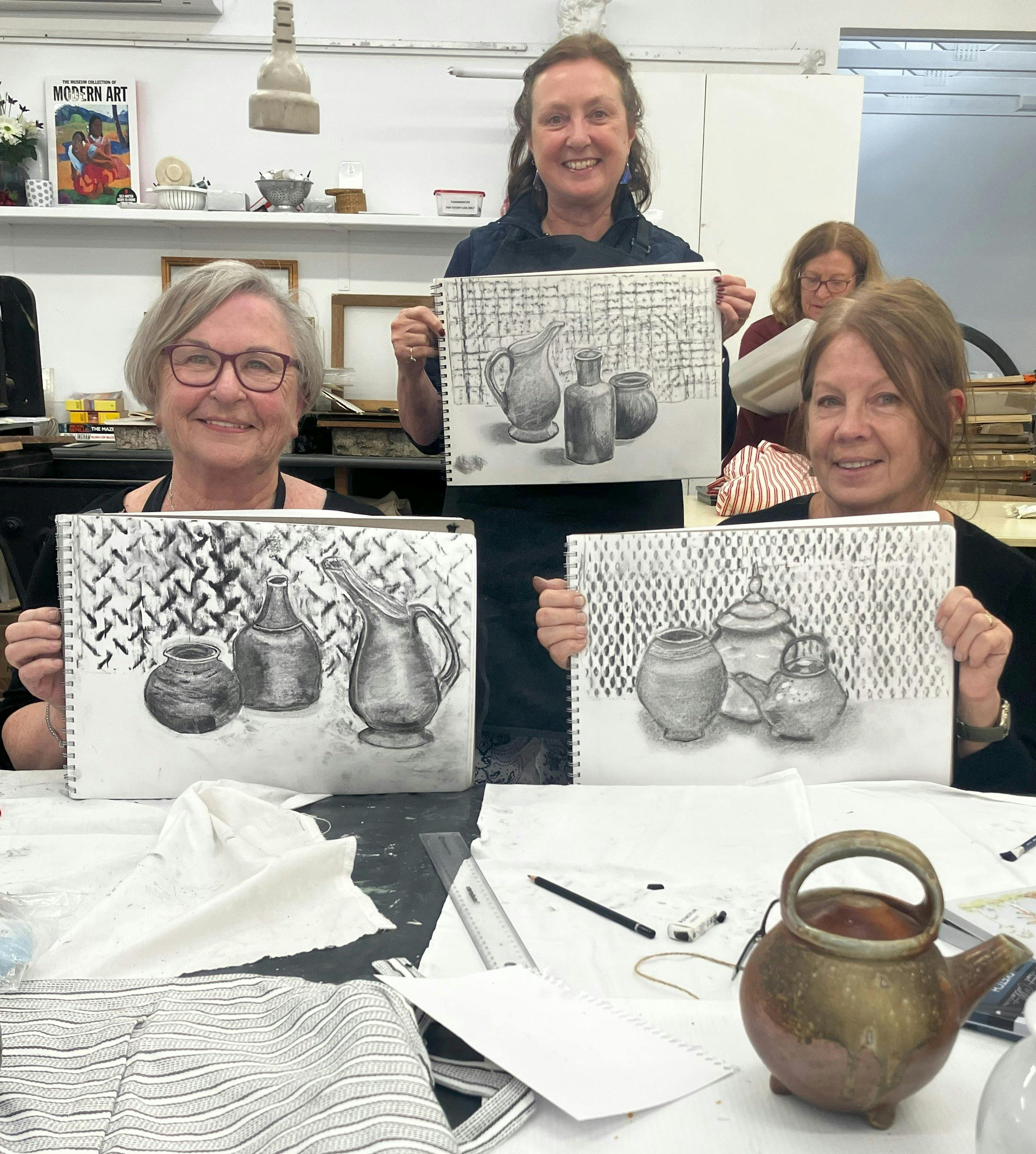 Still life in charcoal