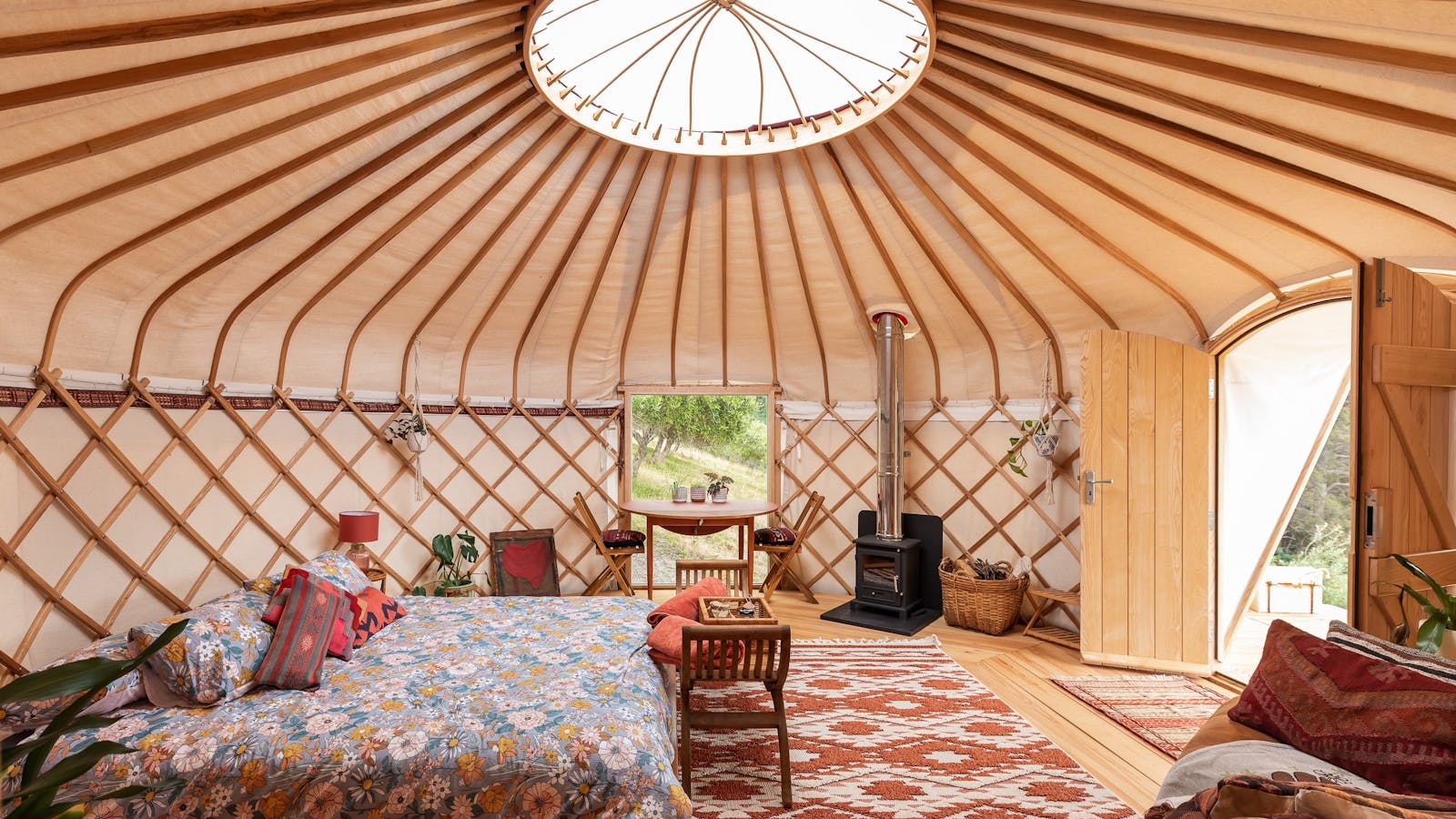 Inside the yurt
