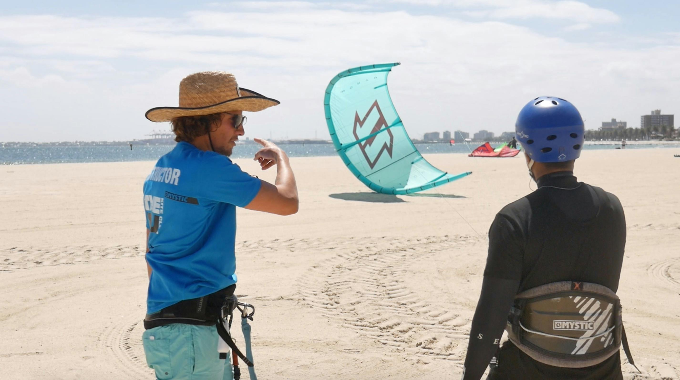 Kite launching practice on beach