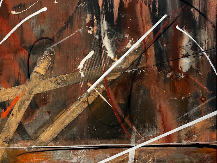 Judy Trick: Spirit Dance, 2024 Mixed-media on canvas. 92 cm x 92 cm.