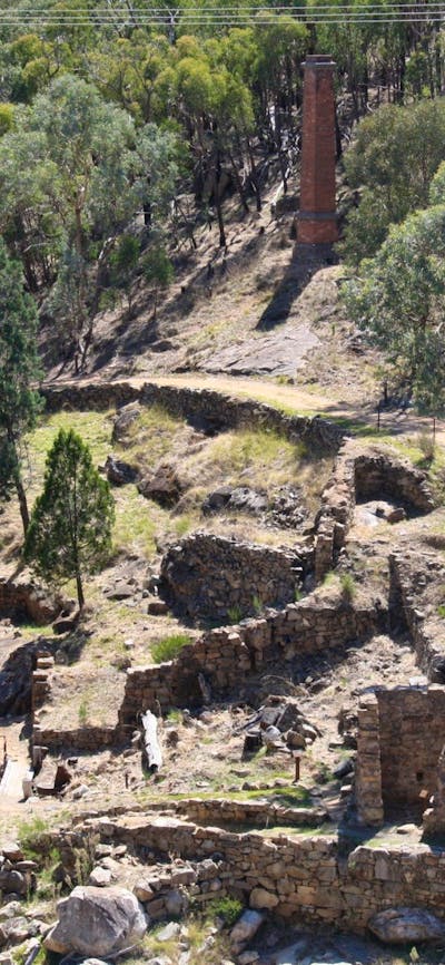 View of the Adelong Falls Gold Mill Ruins