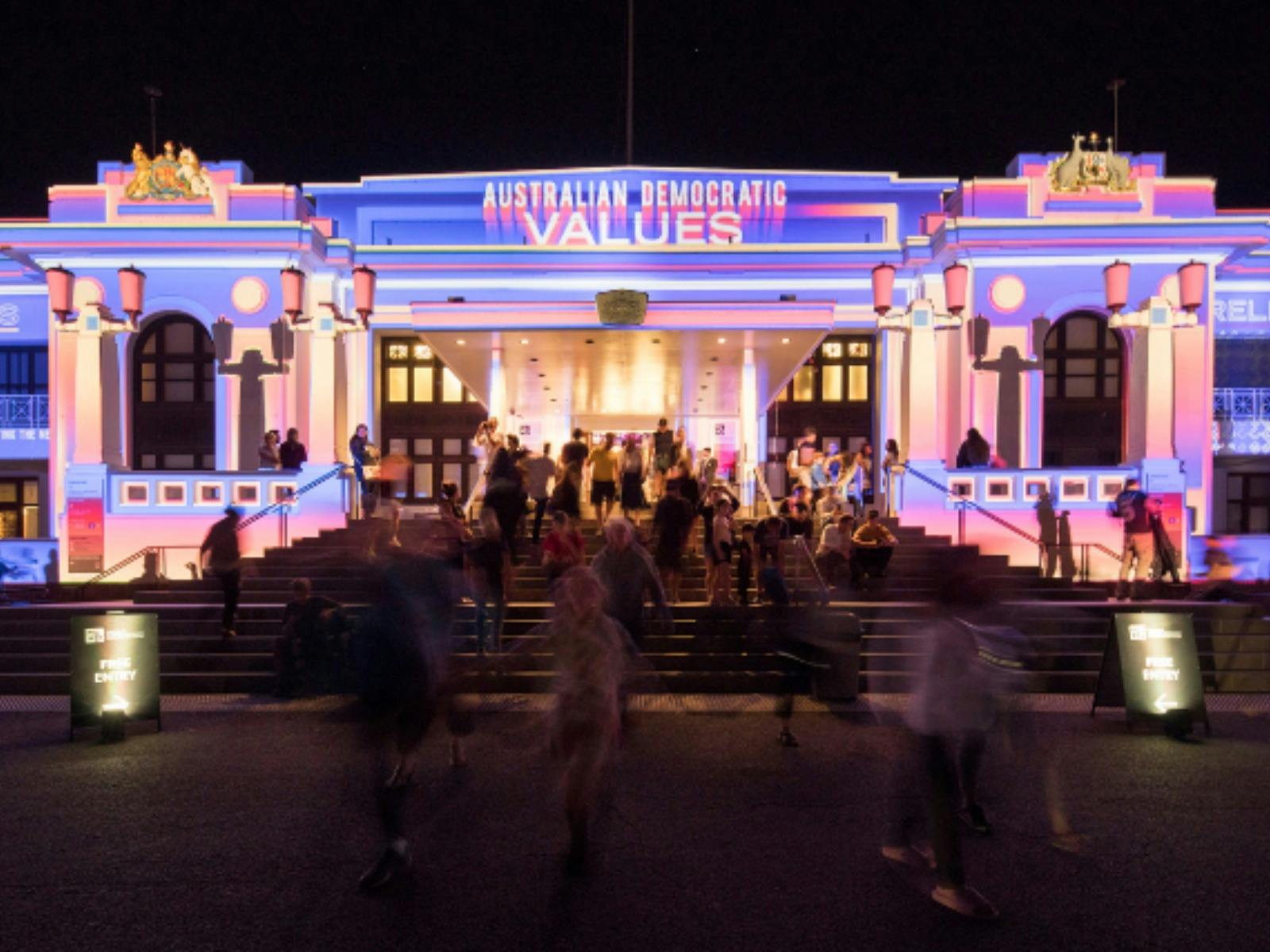 Old Parliament House illuminated