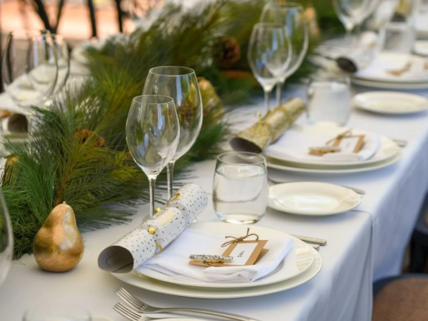 Festive decorations on a dining table