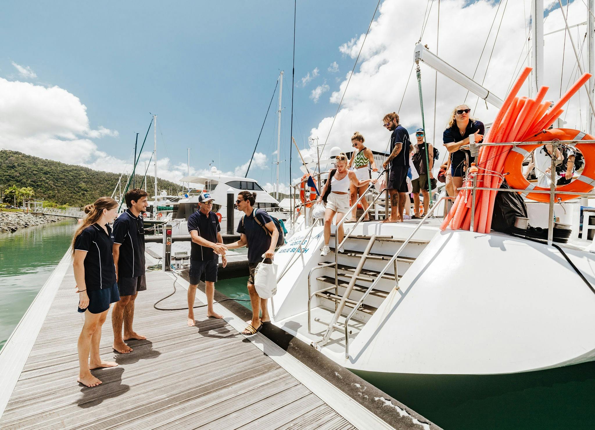 Smiling guests step off Summer Jo its easy to see why we earn five star reviews every week & boat