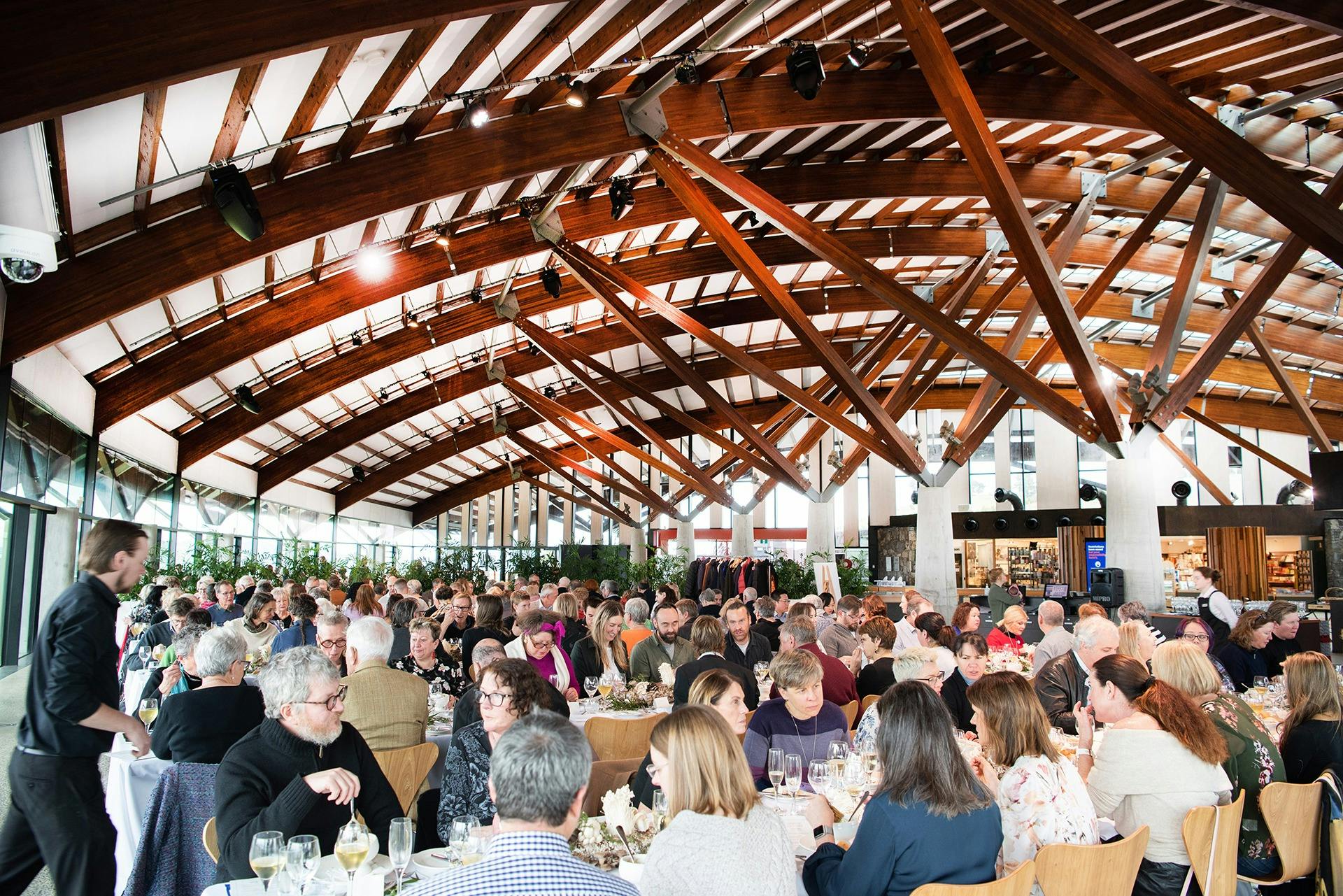 People dining in the Village Centre