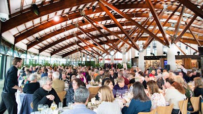 People dining in the Village Centre