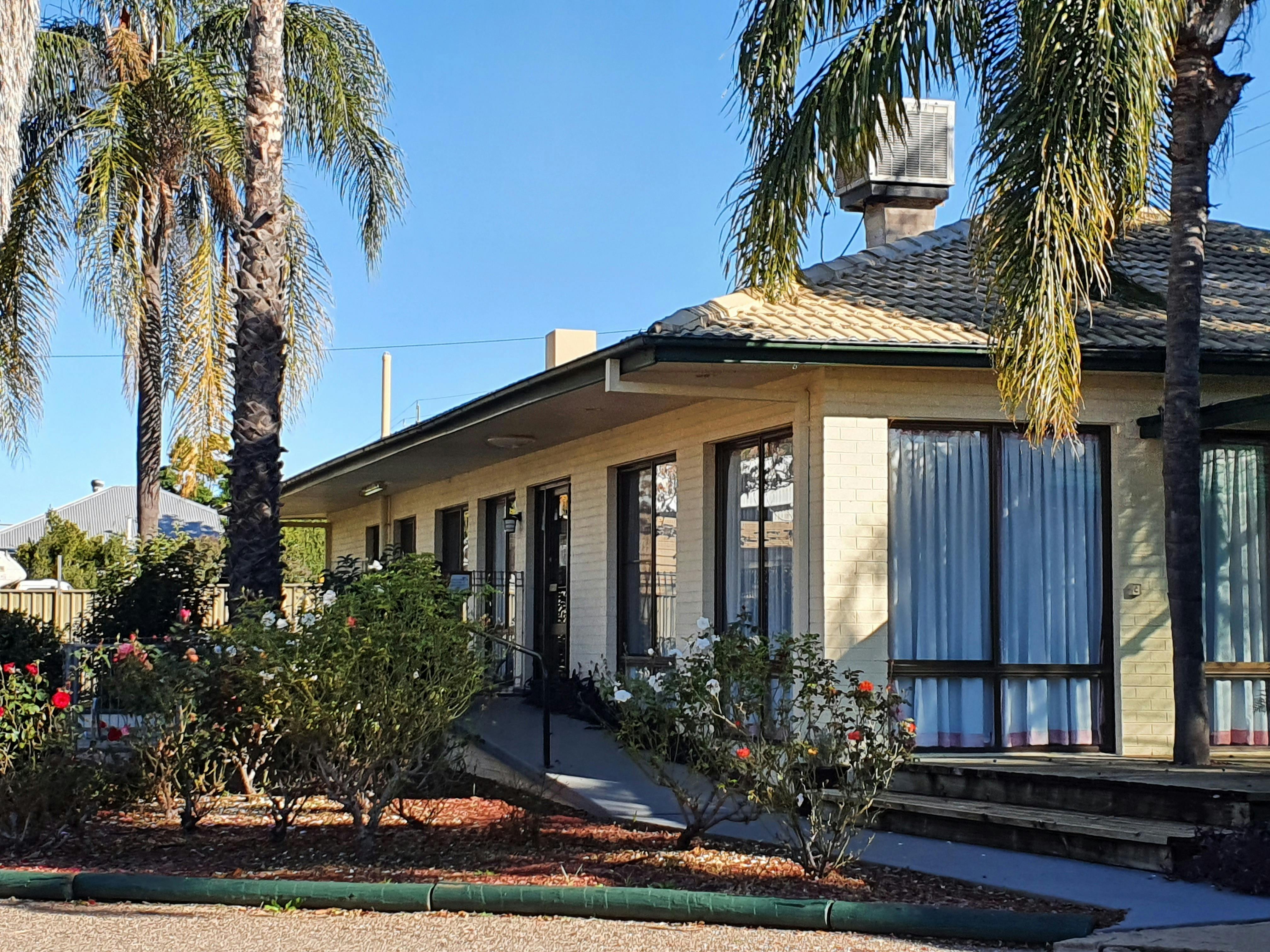 Ouside view of the Restaurant through the rose garden