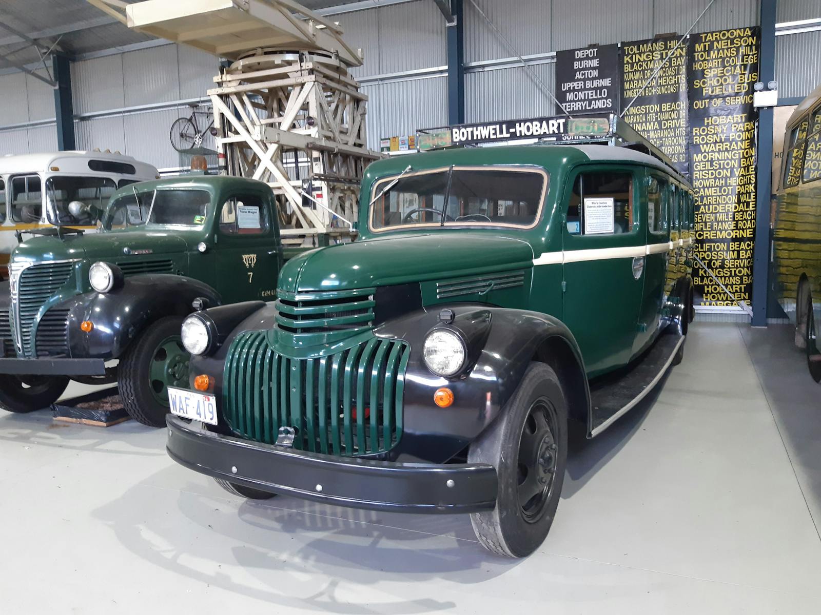 The Museum has a small collection of petrol & diesel buses of which the 1943 Chevolet is the oldest.