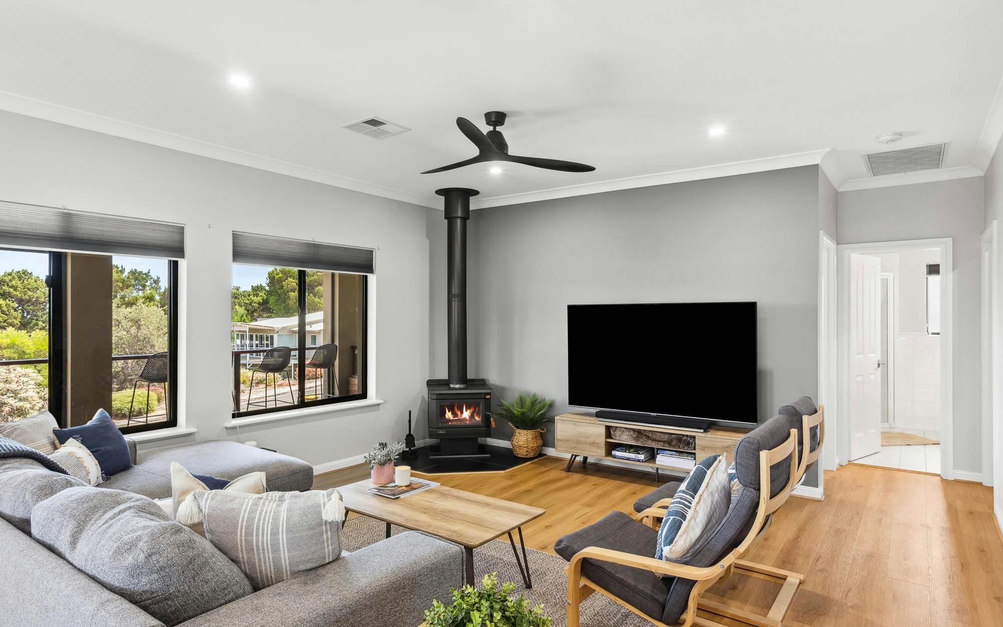 Lifes Better Beachside - lounge fireplace views