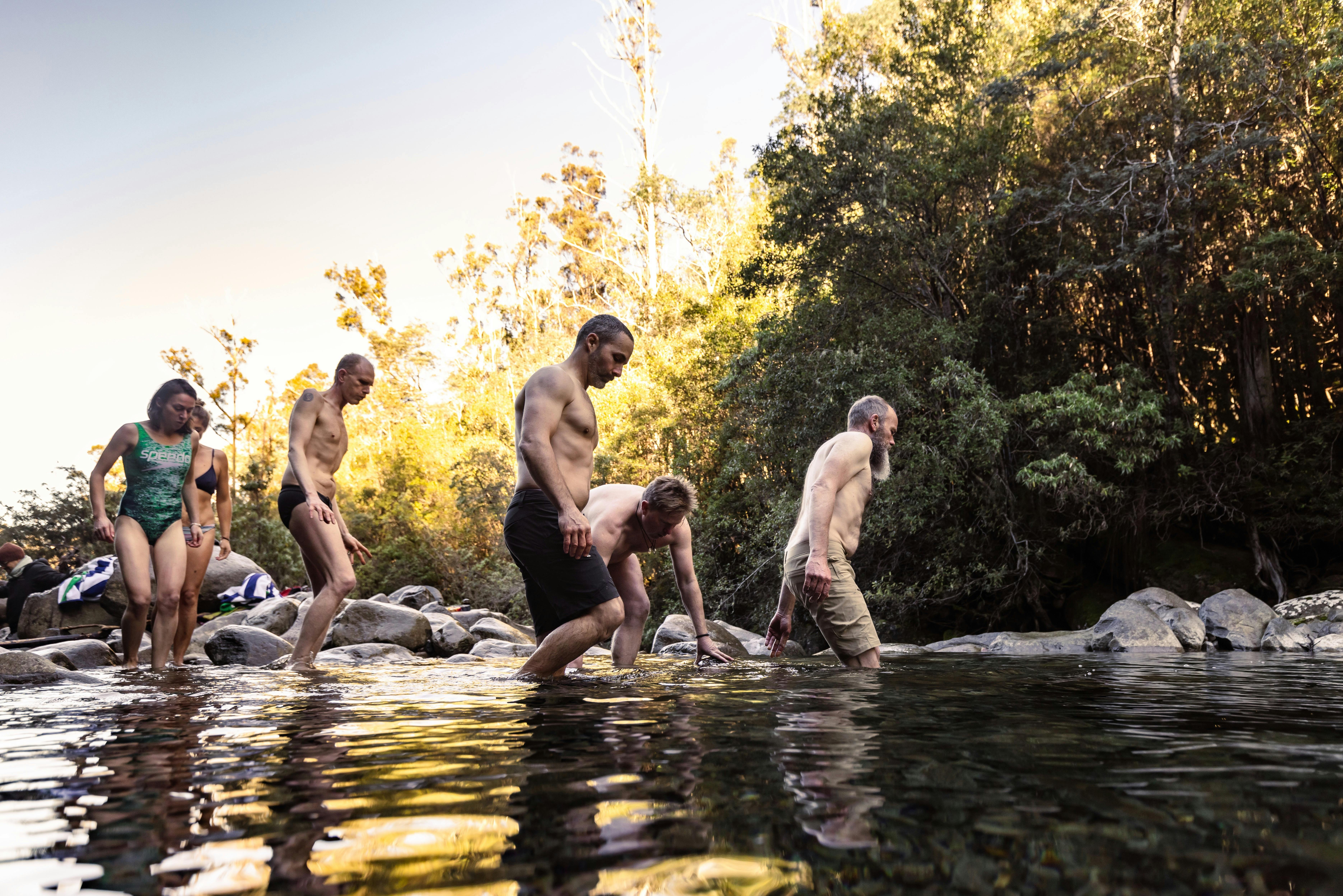 Cold water, swimming, mountain, wild