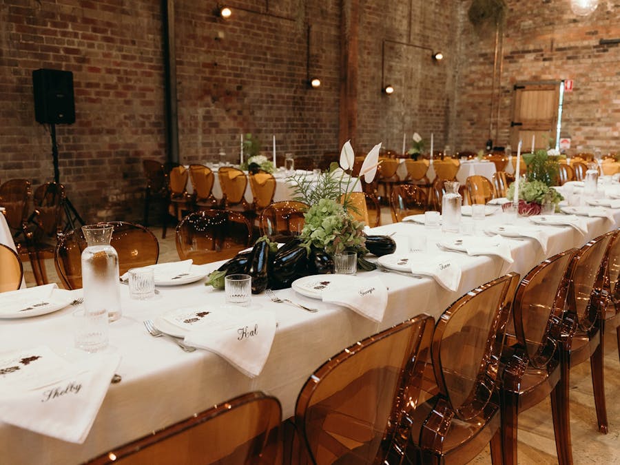 Tables and chairs setup for a reception