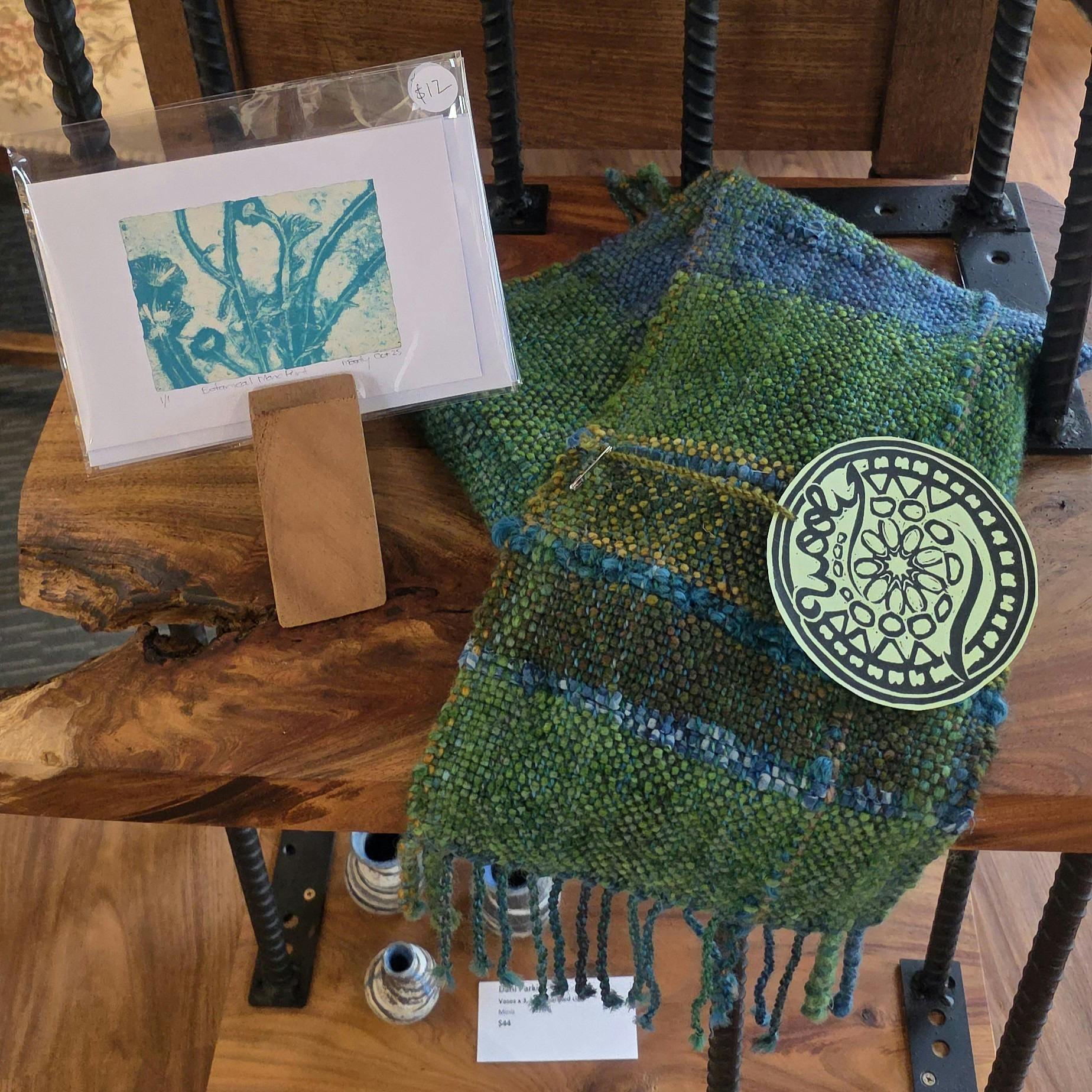 Local artists handweaving printmaking