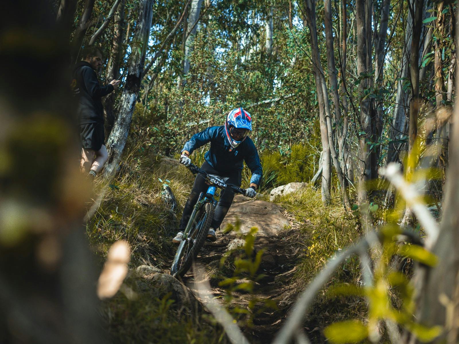 Enduro rider on Cascades MTB trail