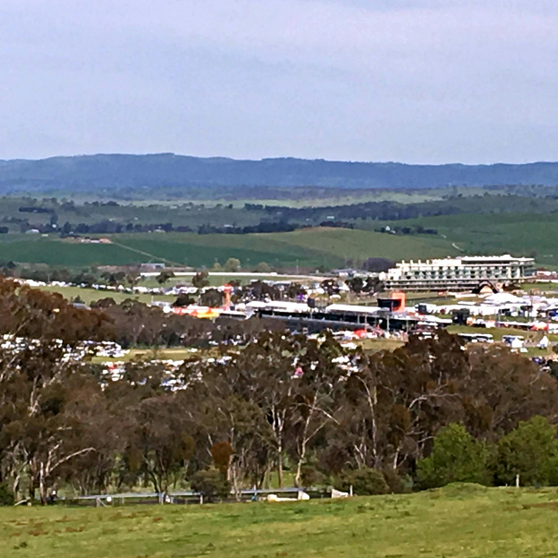 view towards Mt Panorama at race time