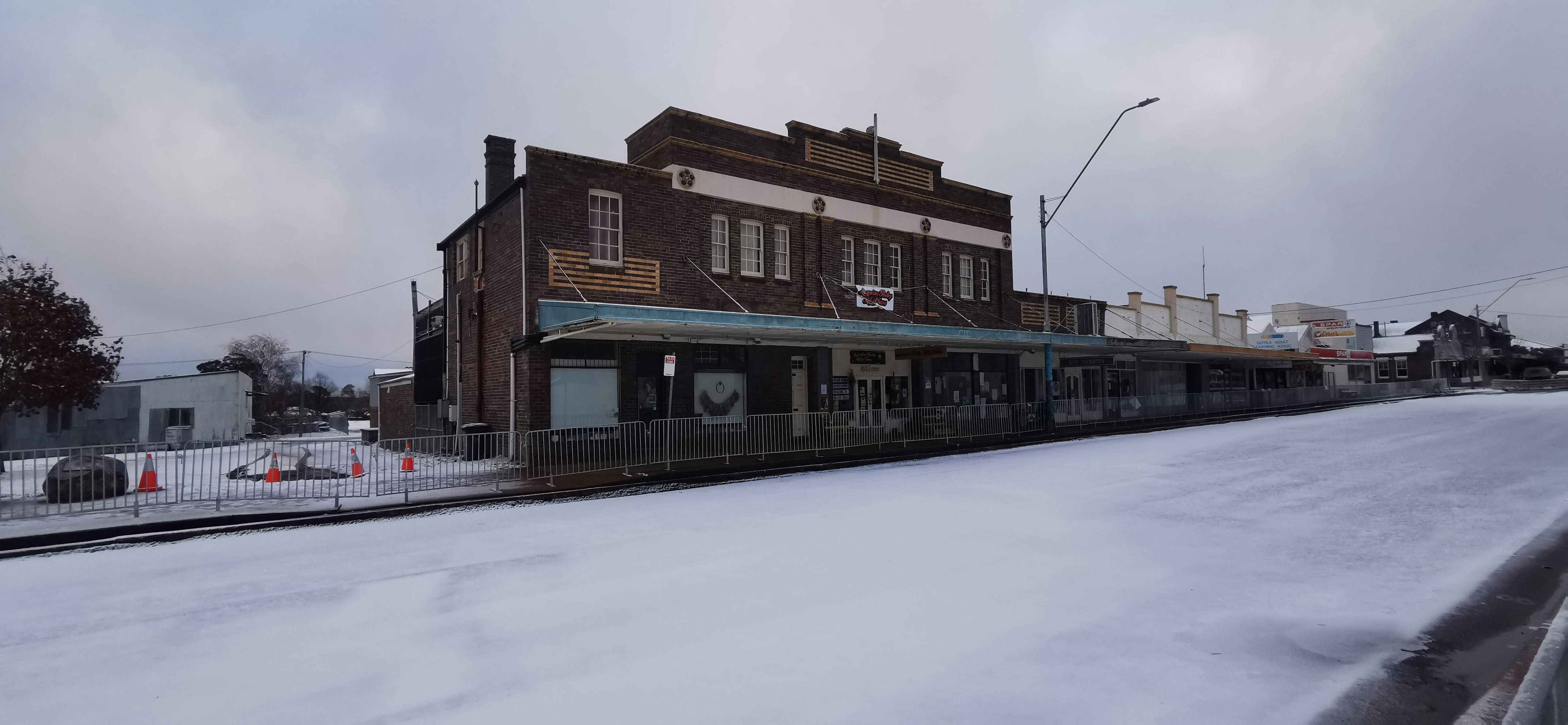 Australian Poetry Hall of Fame in the snow 2021 diagonal view