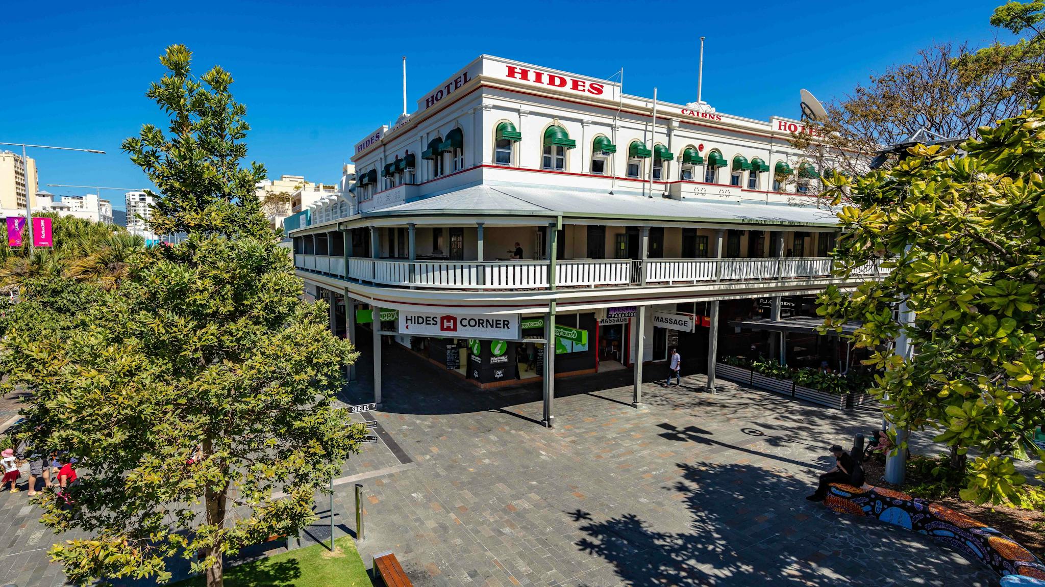 Hides Hotel external view - Corner of Lake and Shields Streets Hides Hotel external view - Corner of Lake and Shields Streets