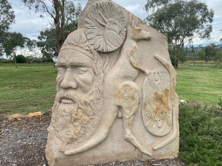 Rock sculpture depicting Red Chief