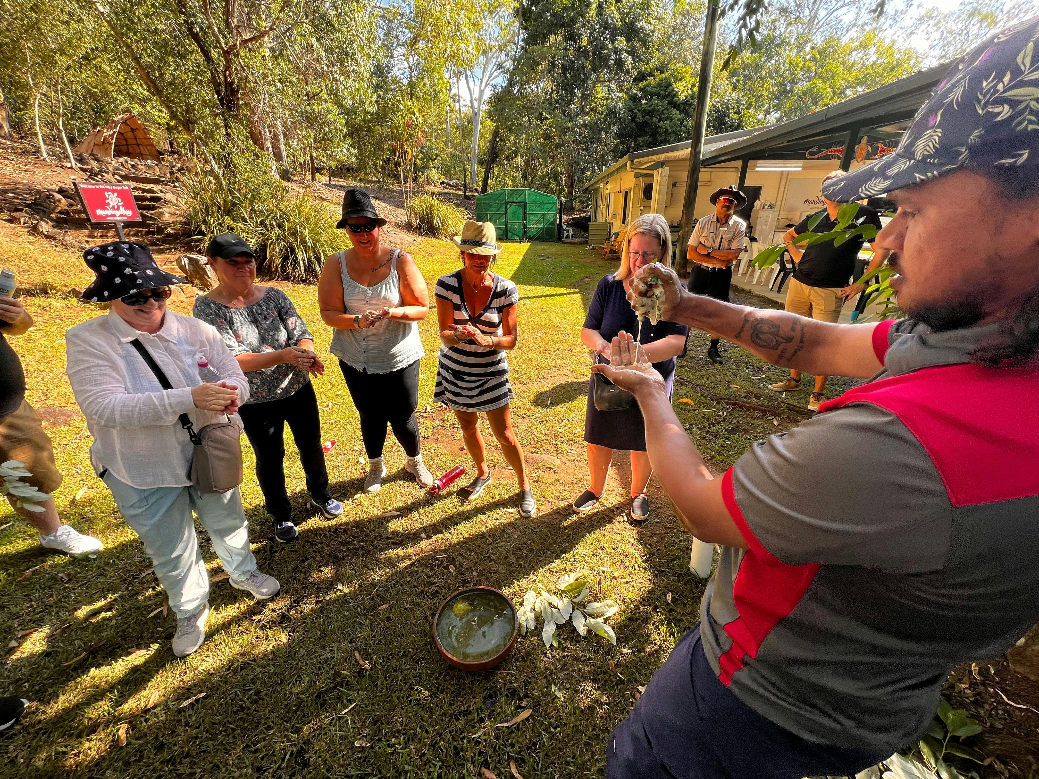 tour guide showcasing soap soap tree