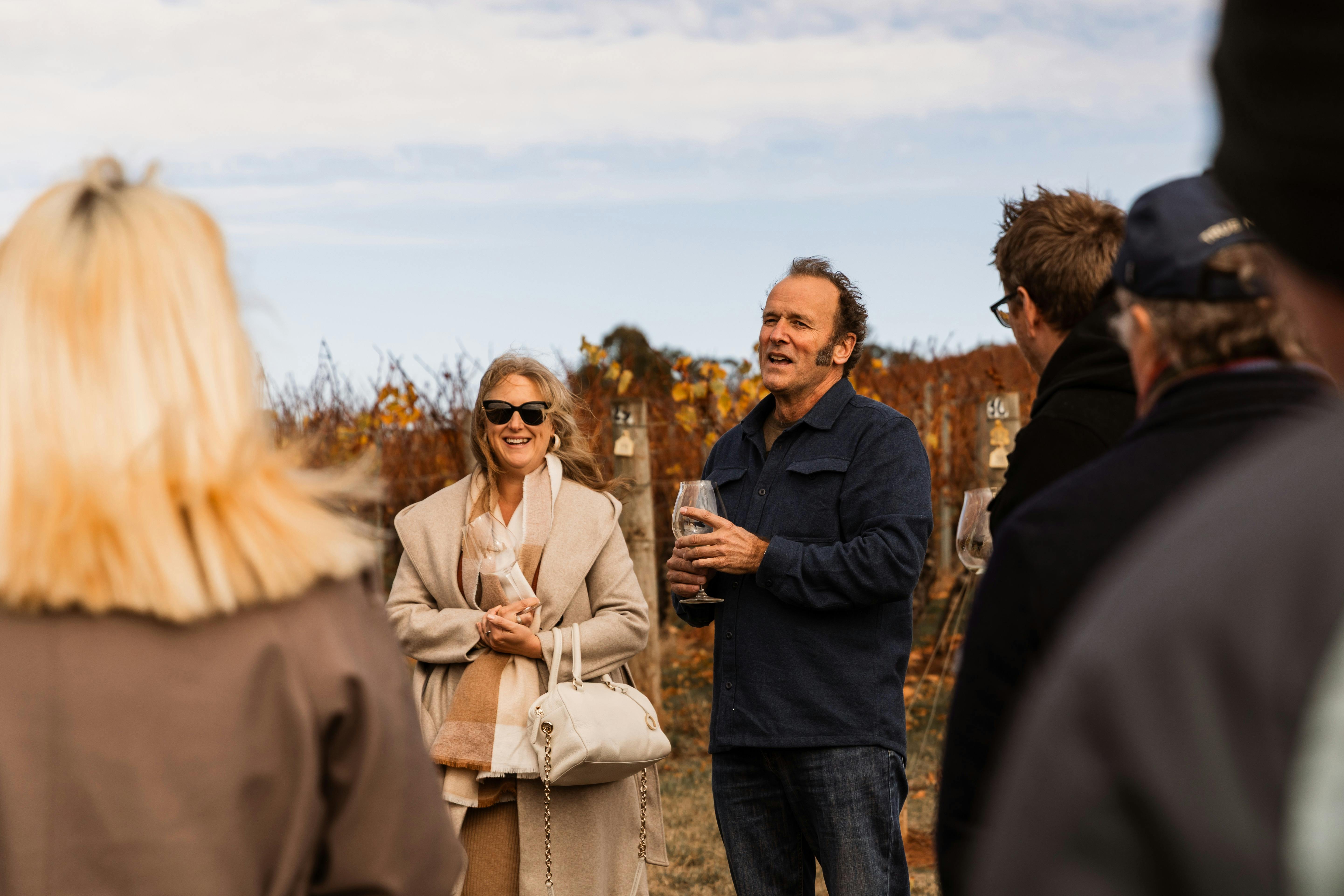 Guests walking through the Dalrymple Vineyard