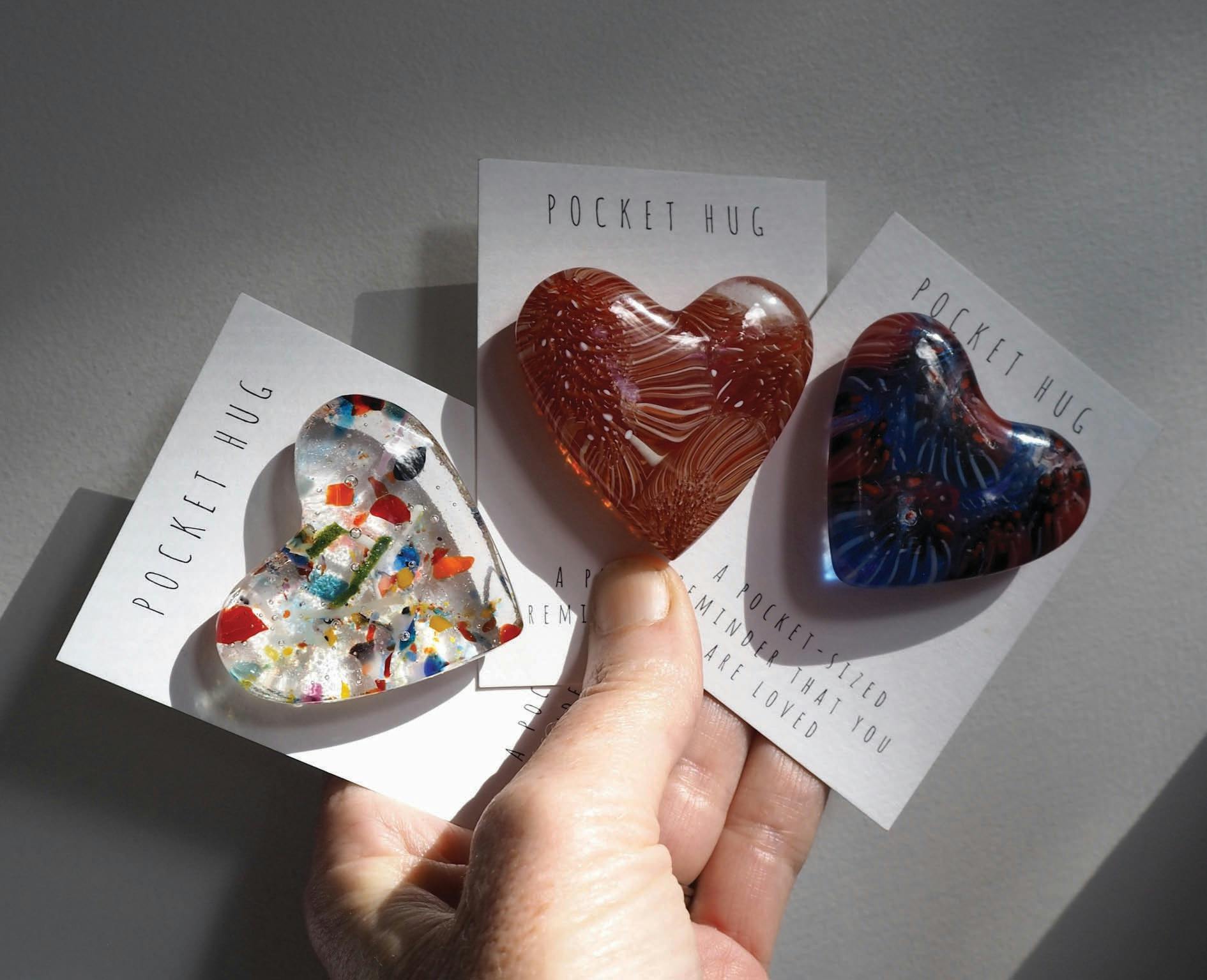 Glass hearts by Lisa Cahill