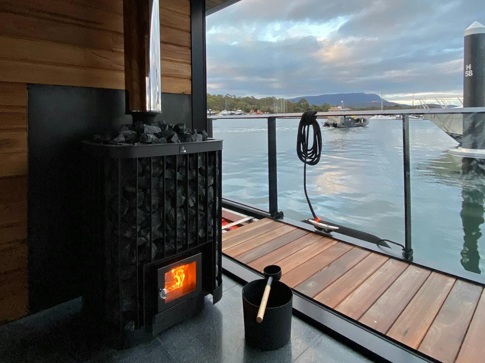 View from inside the sauna