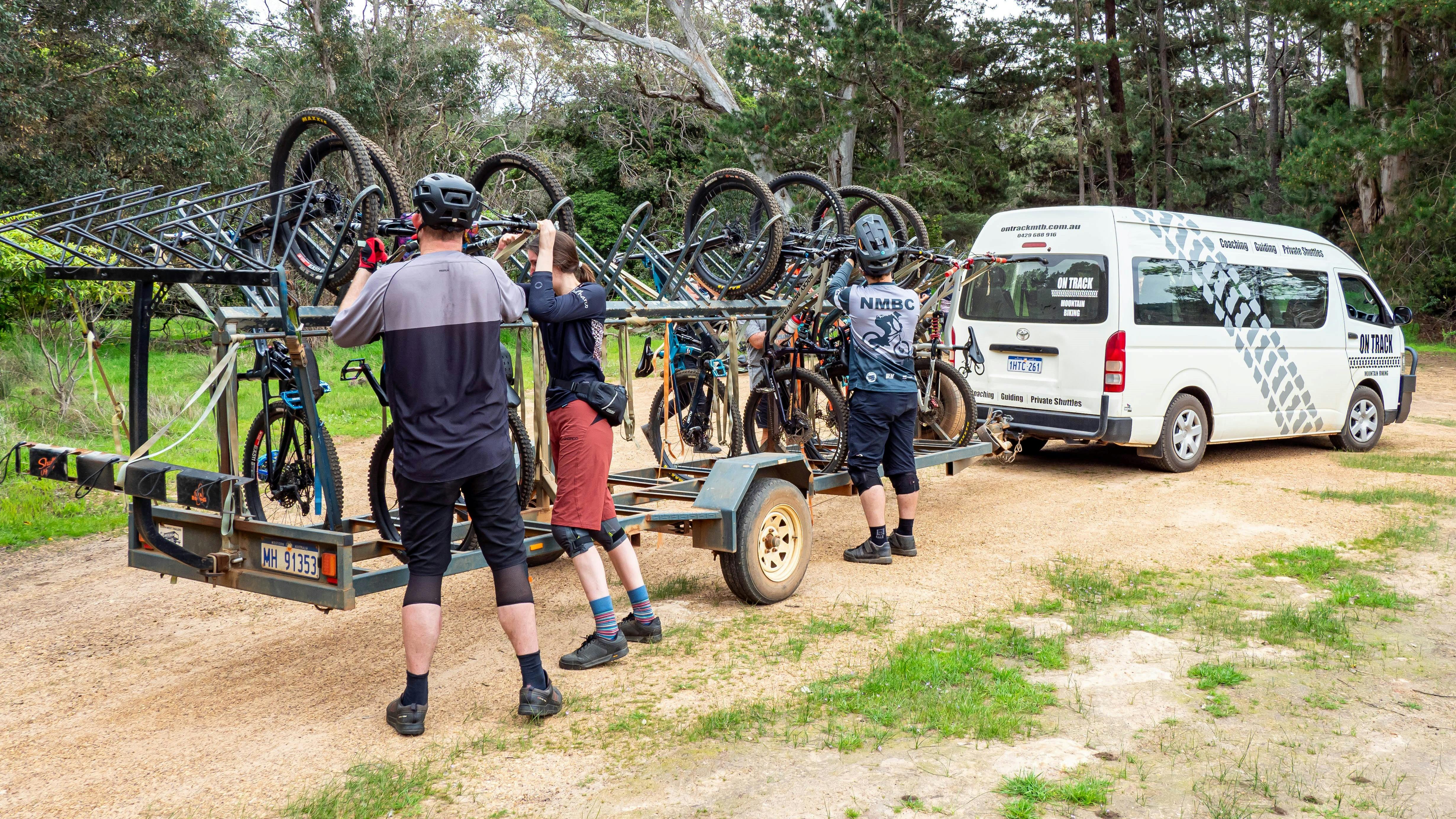 Loading mountain bikes at Nannup Tank 7 Bike Park