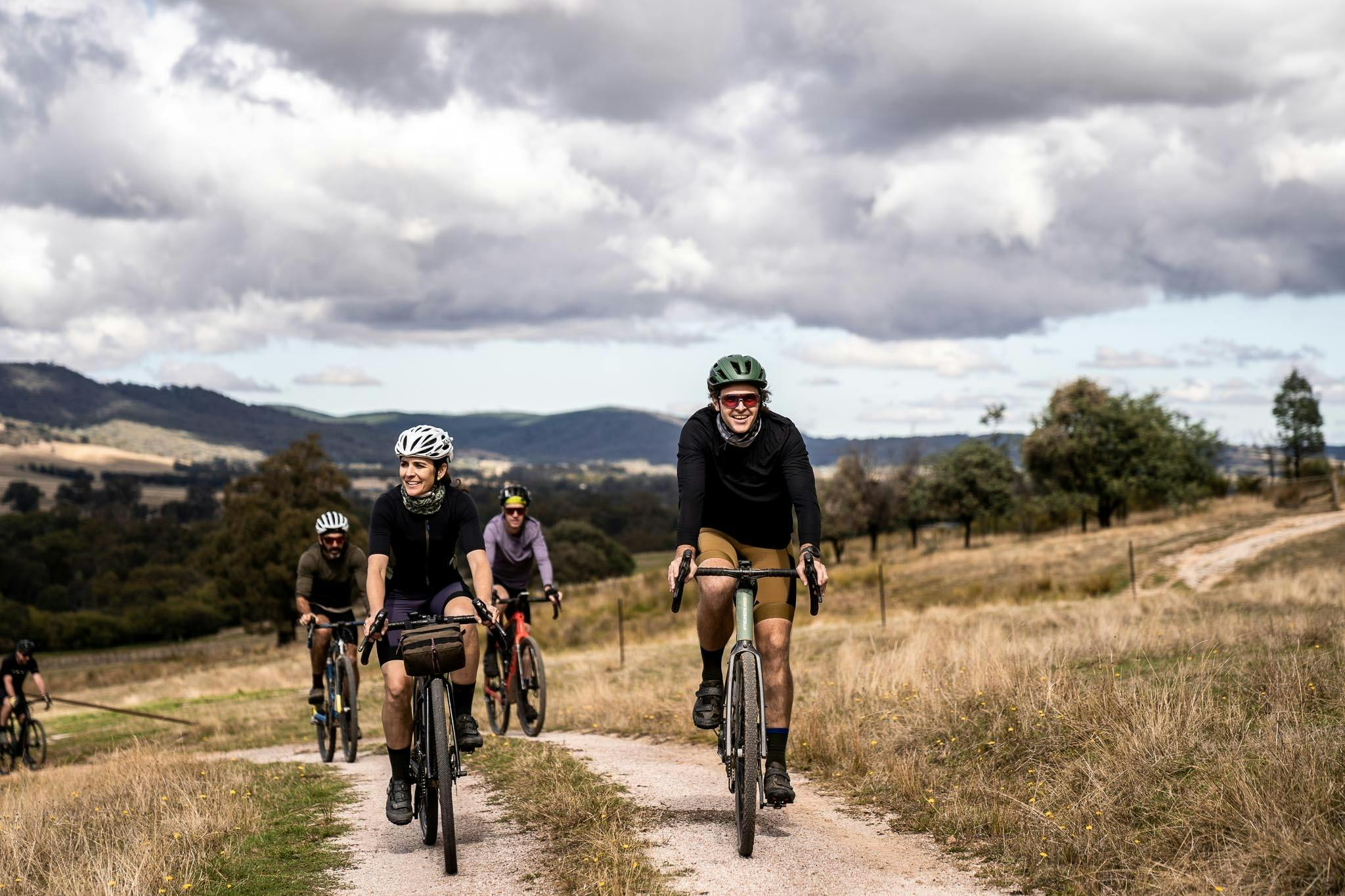 group of gravel cyclists