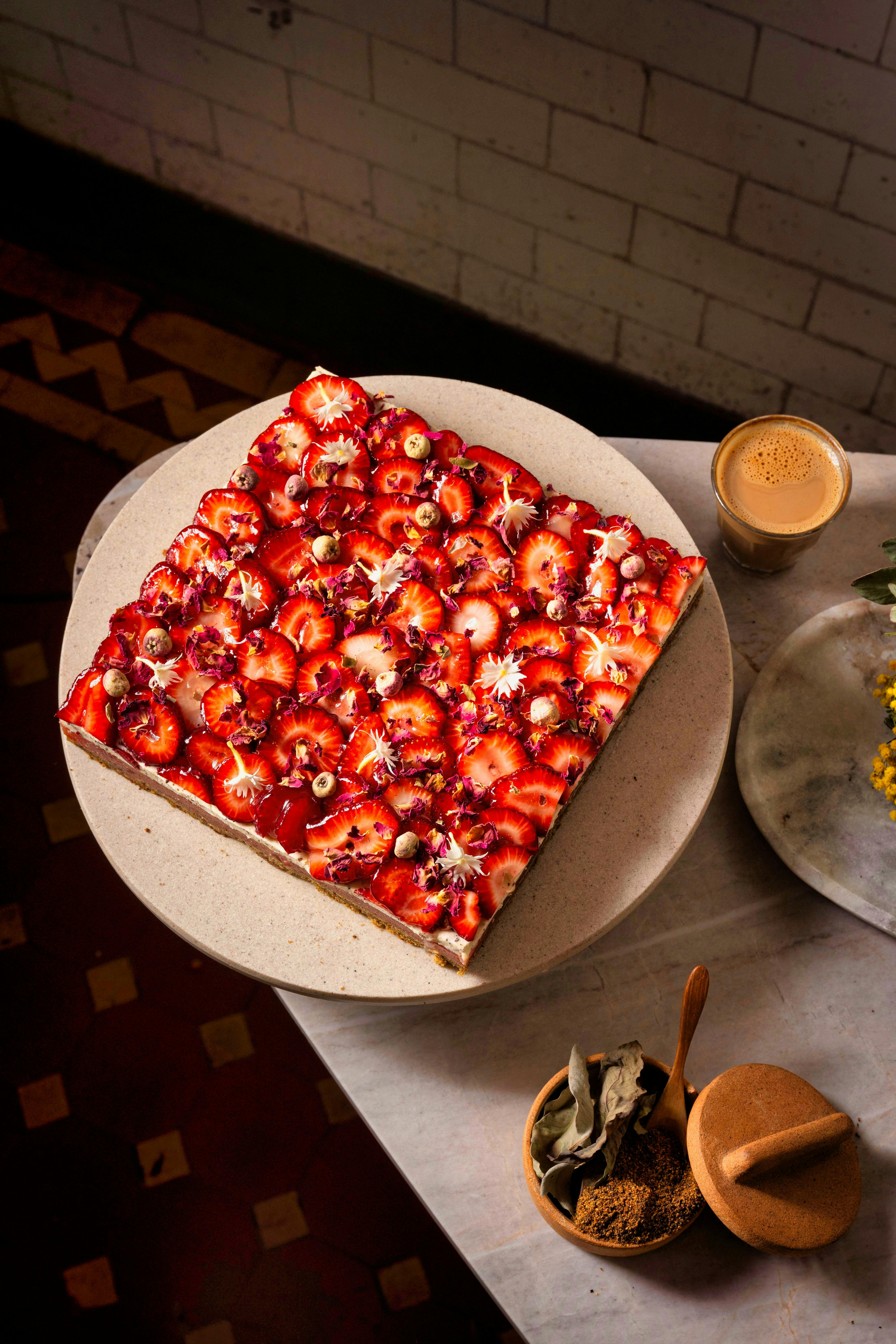 Aerial view of Strawberry Watermelon Cake