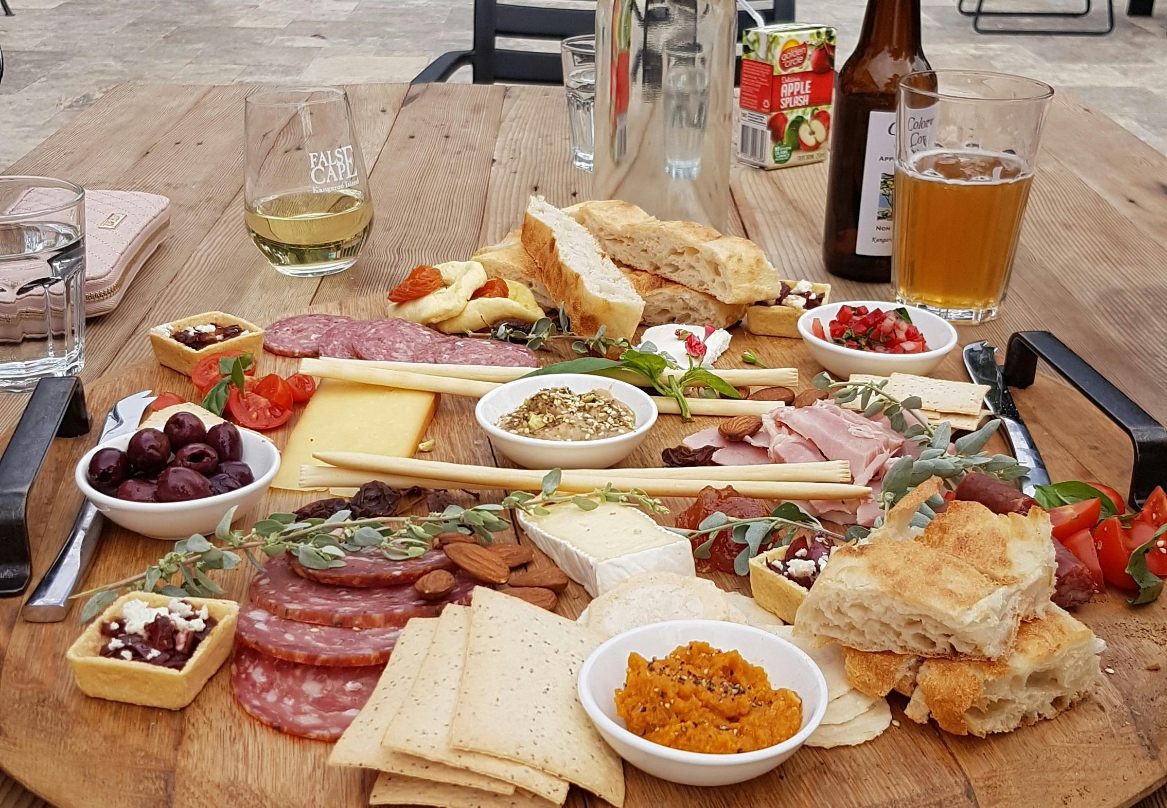 Platter of local produce at False Cape Wines