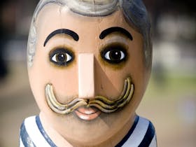 Bollard image of football player with moustache