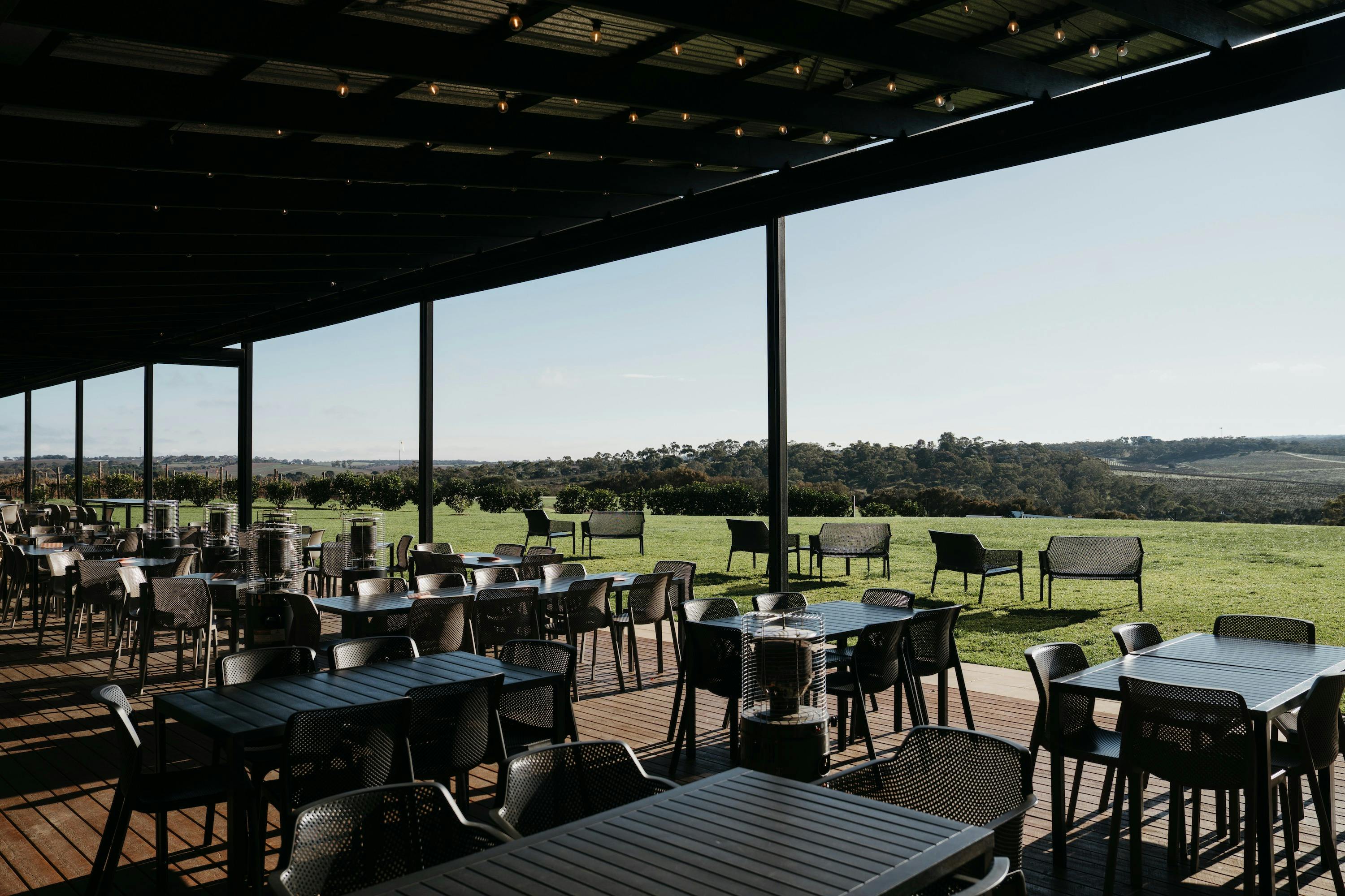 distillery deck with view of rolling mclaren vale hills
