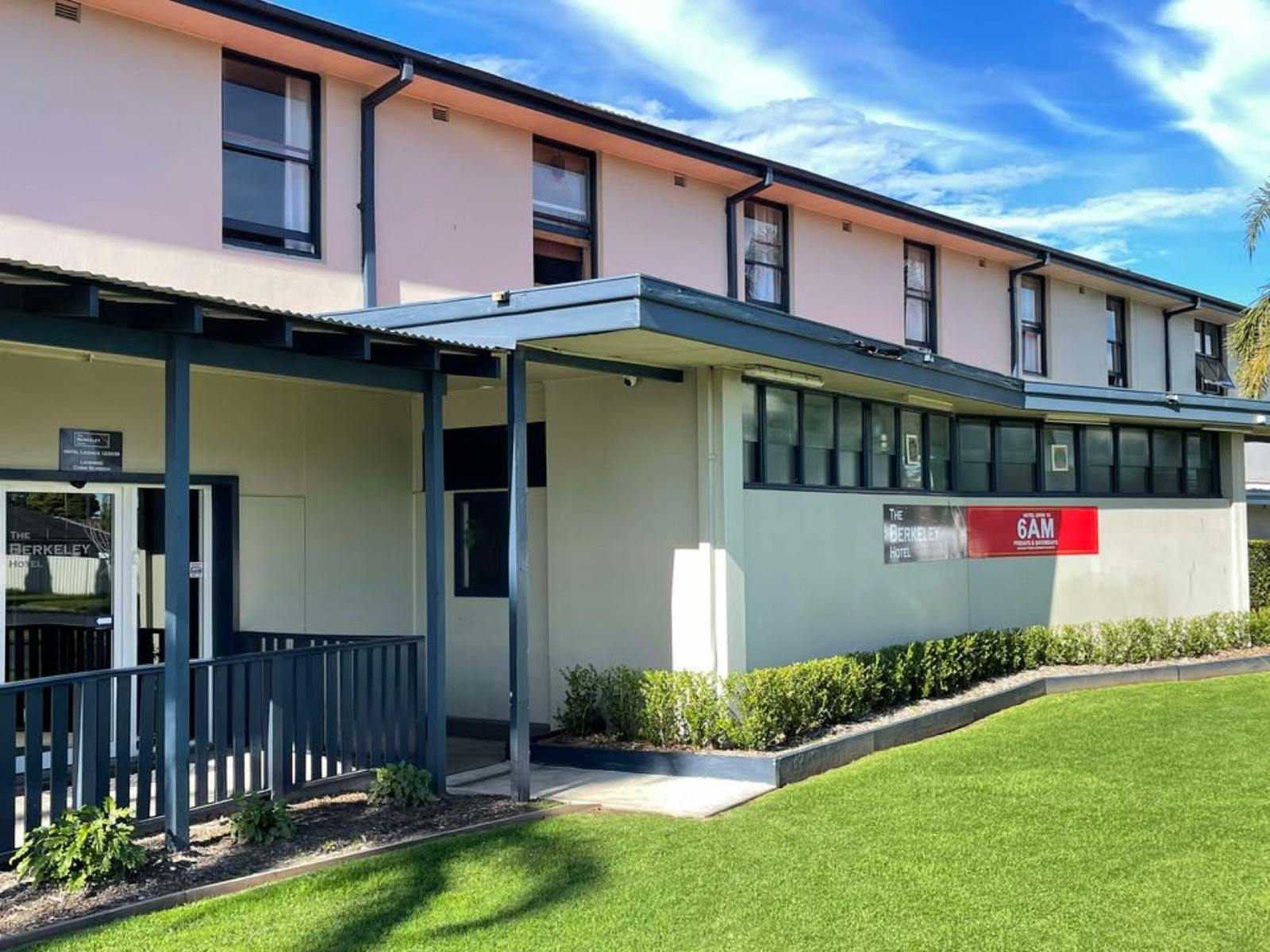 Front entrance of The Berkeley Hotel with signage out the front