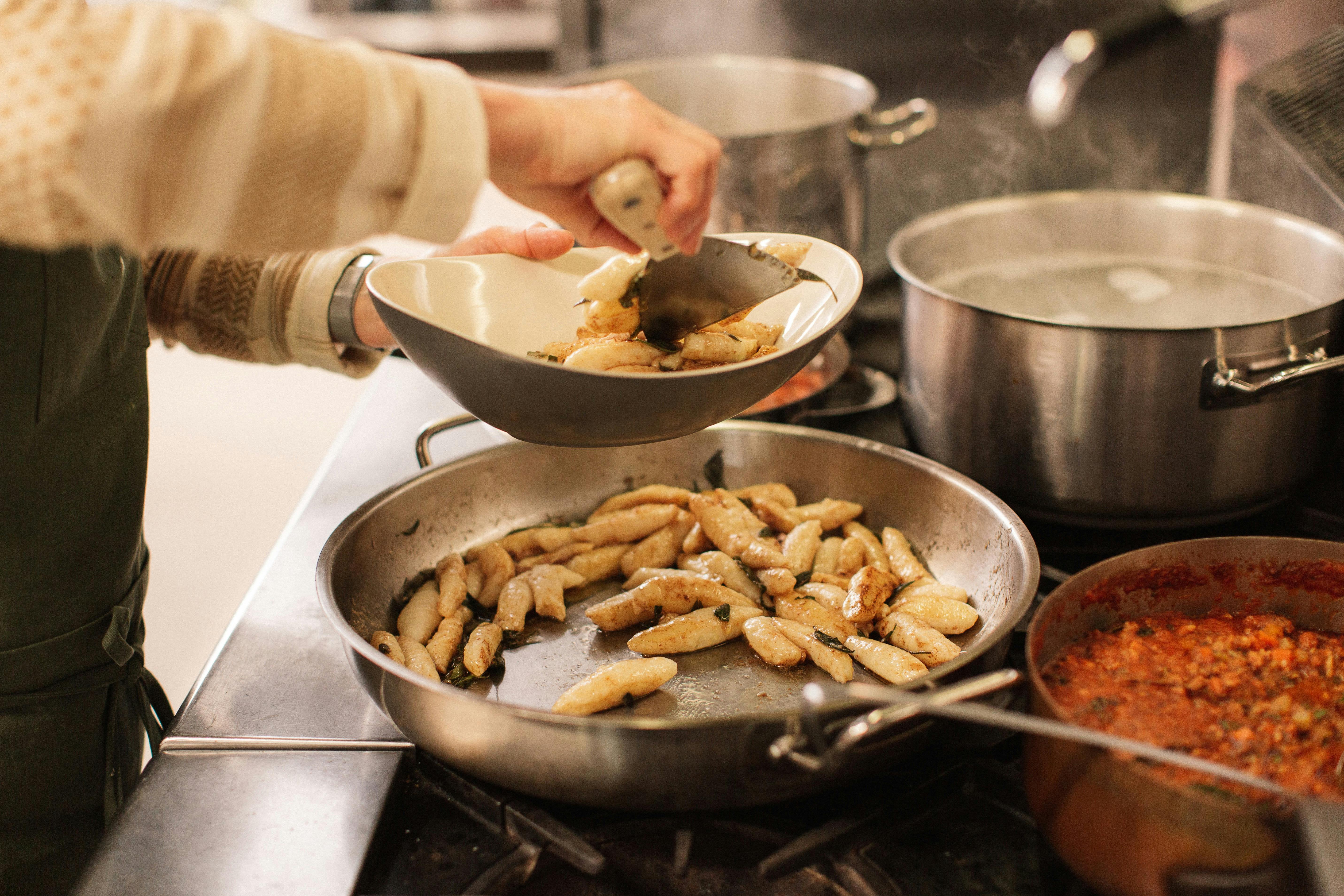 Making gnocchi in Pizzini Cooking School