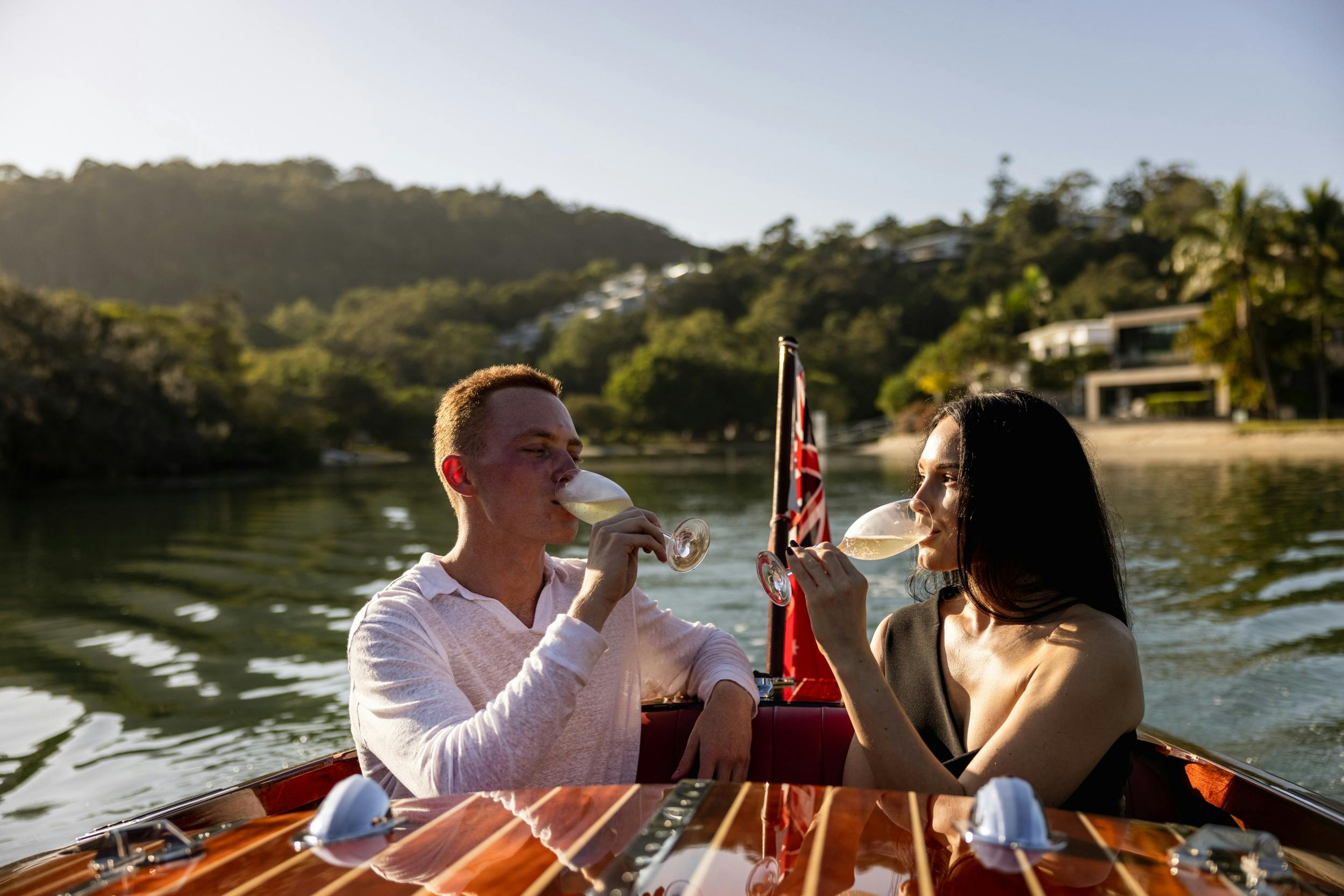 Close up of couple on boat