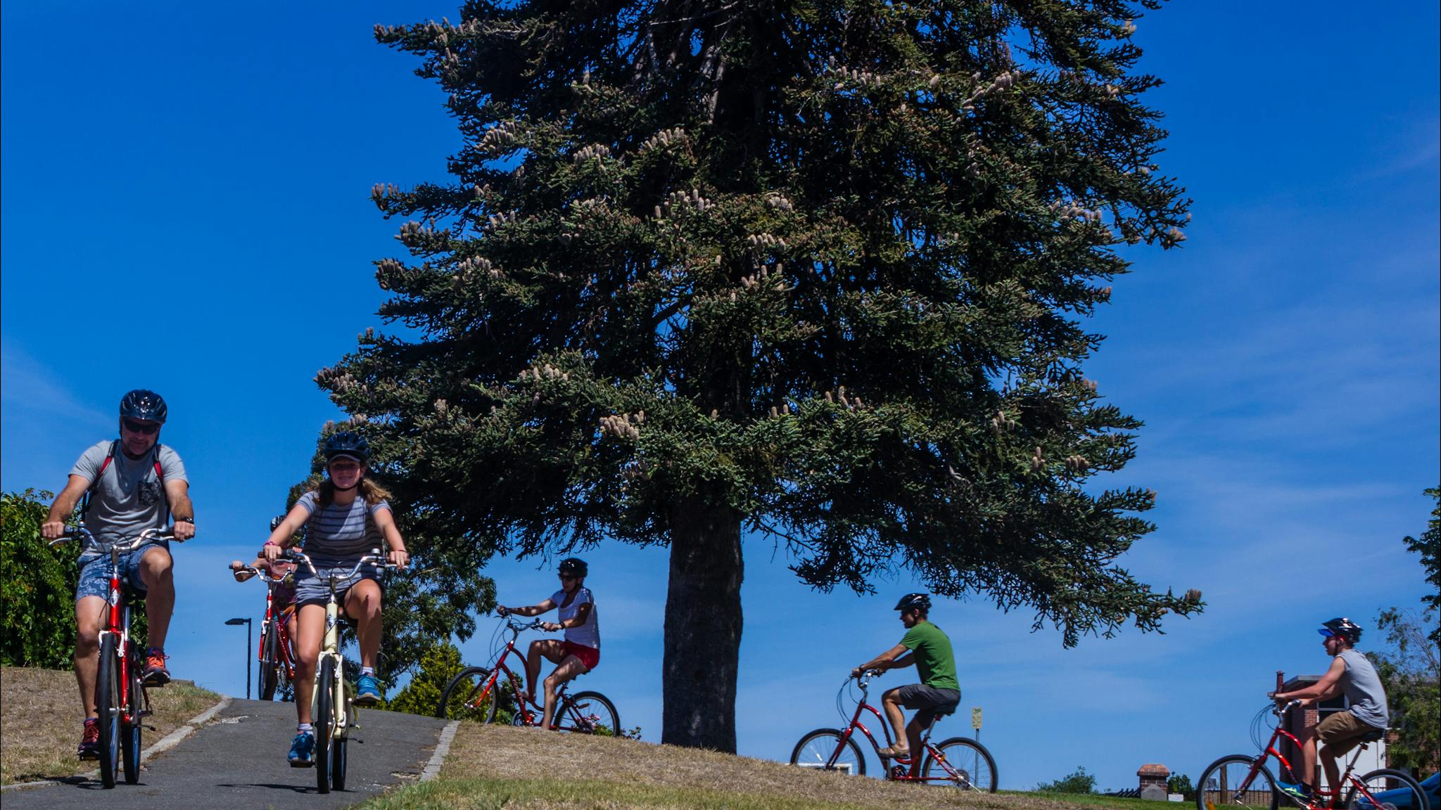 On Your Bike Tours comfy red bikes make riding a joy