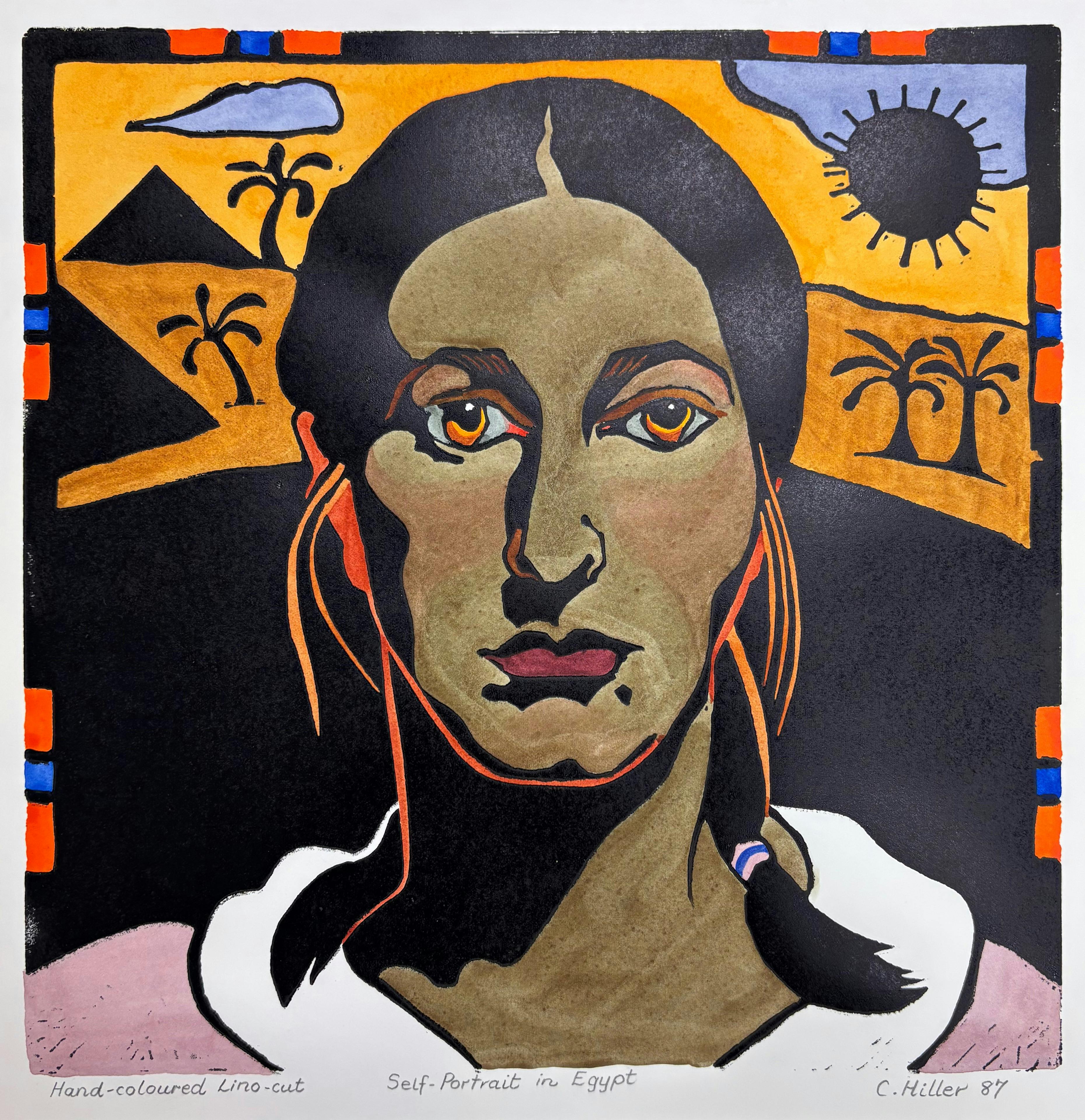 A portrait of a lady in front of a desert